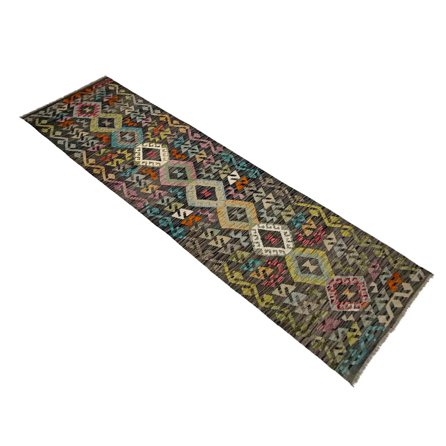 Handmade Multi Kilim Geometric 10' Runner
