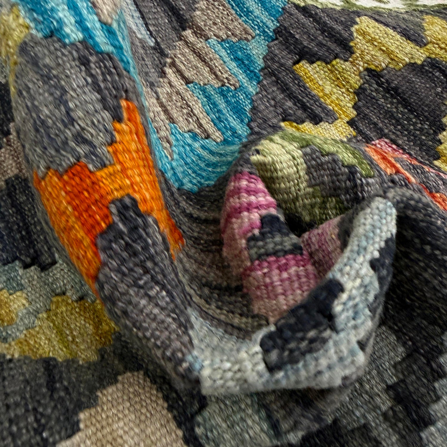 Handmade Multi Kilim Geometric 10' Runner