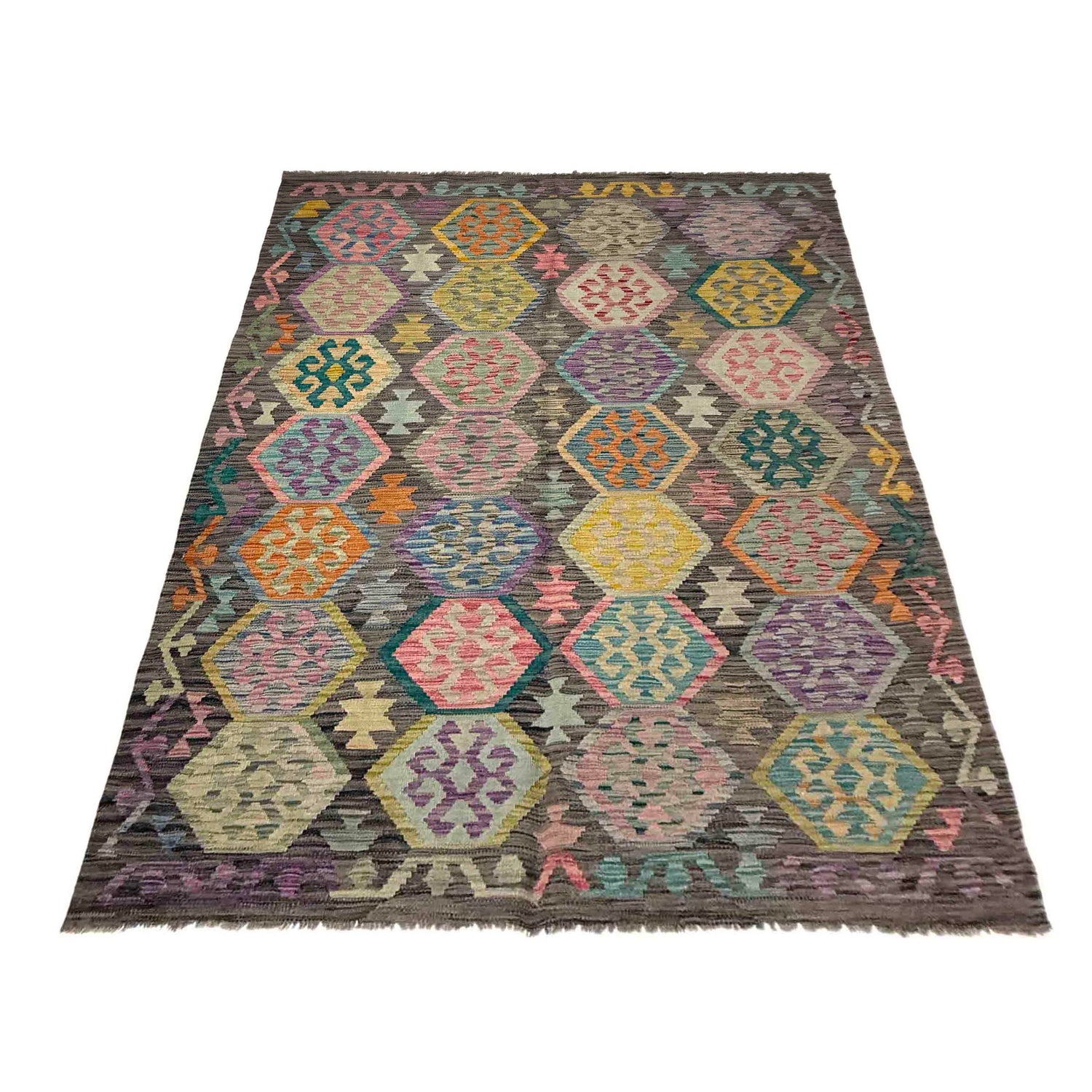 Handmade Multi Kilim Geometric 5x8 ft