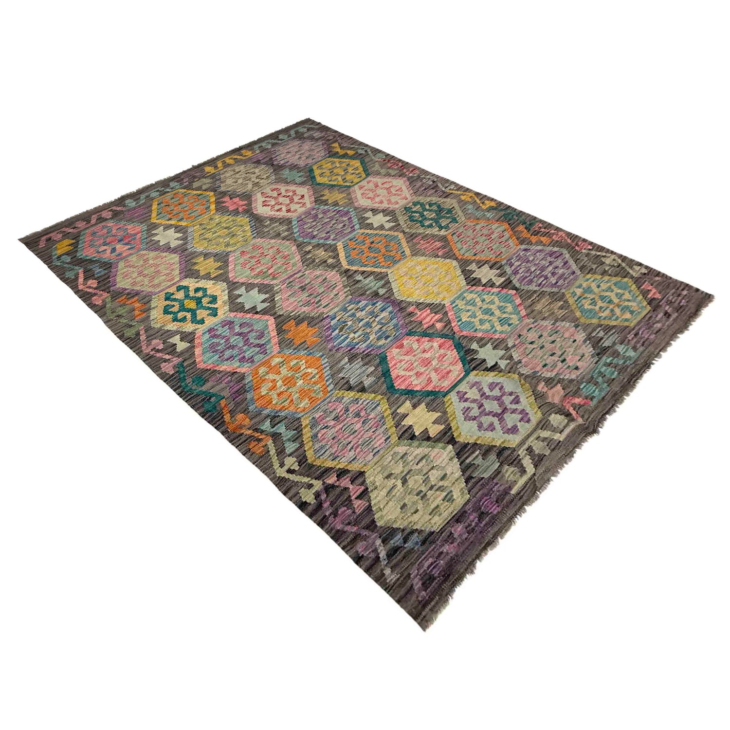 Handmade Multi Kilim Geometric 5x8 ft