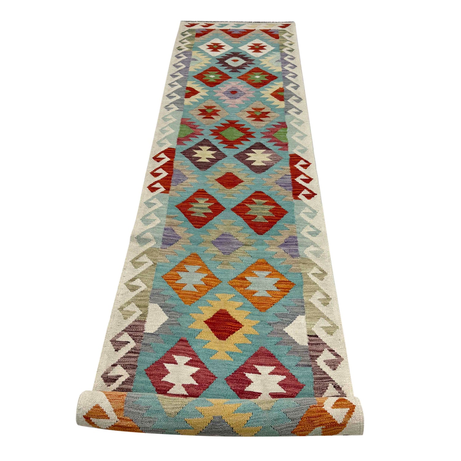 Handmade Multi Kilim Geometric 13' Runner