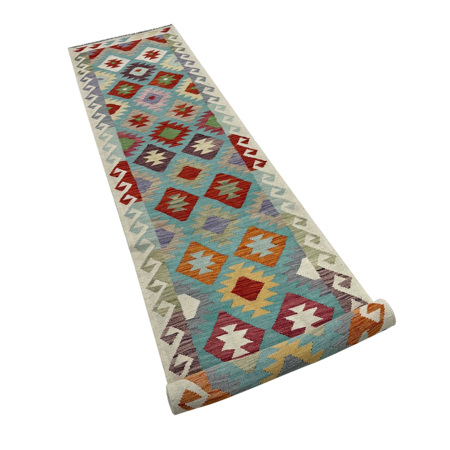 Handmade Multi Kilim Geometric 13' Runner