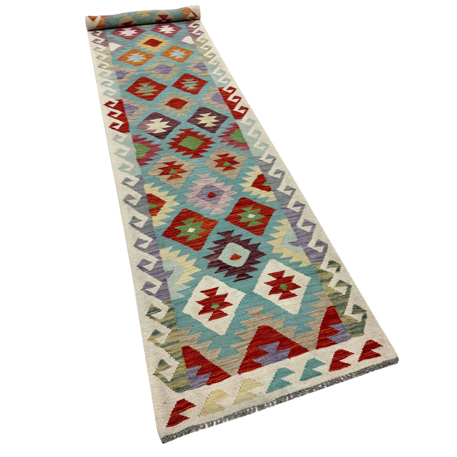 Handmade Multi Kilim Geometric 13' Runner