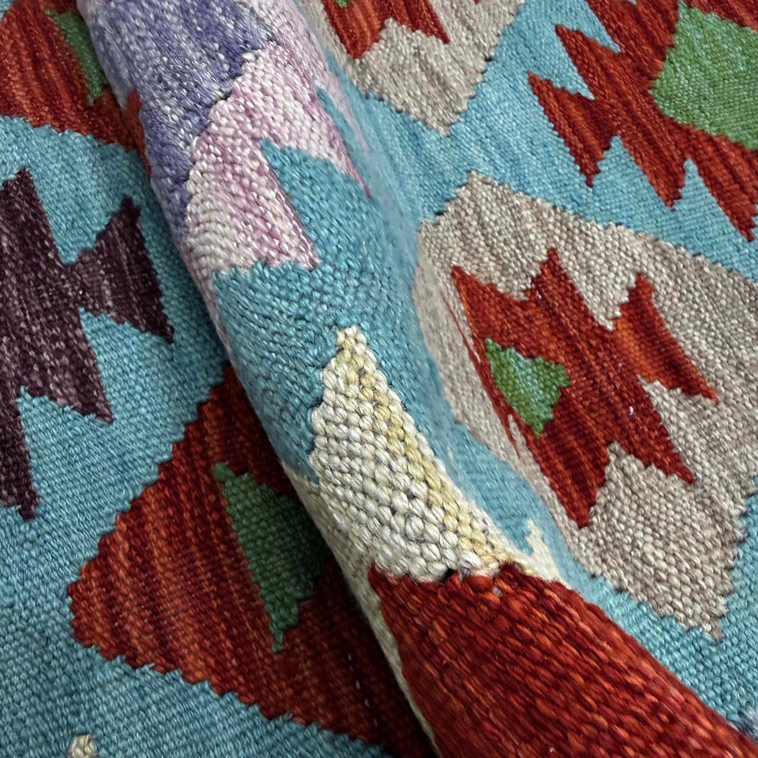 Handmade Multi Kilim Geometric 13' Runner