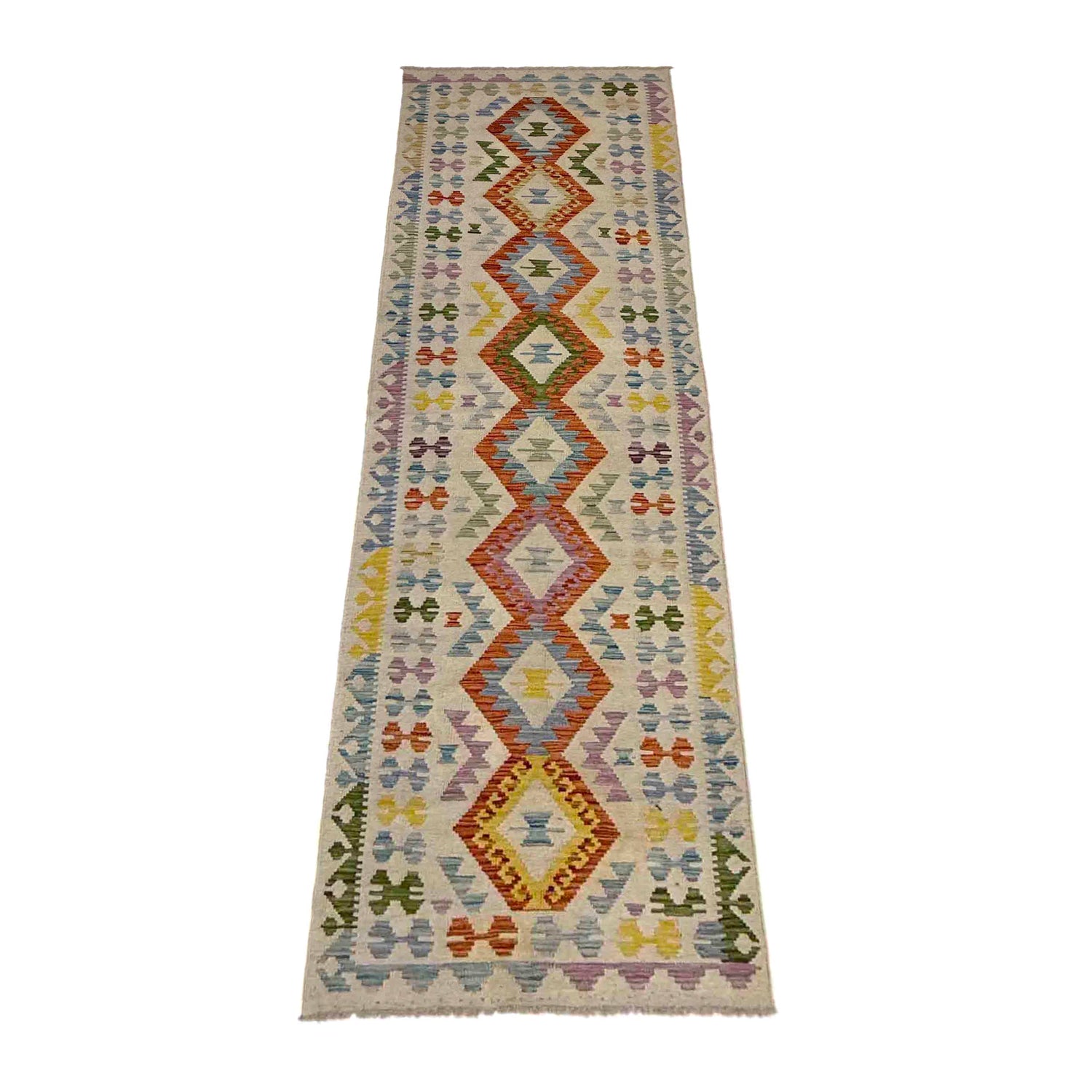 Handmade Multi Kilim Geometric 10' Runner