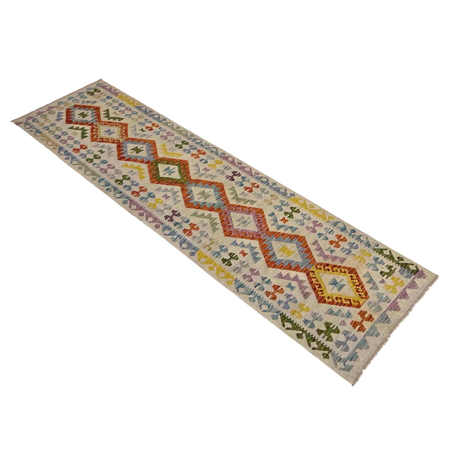 Handmade Multi Kilim Geometric 10' Runner