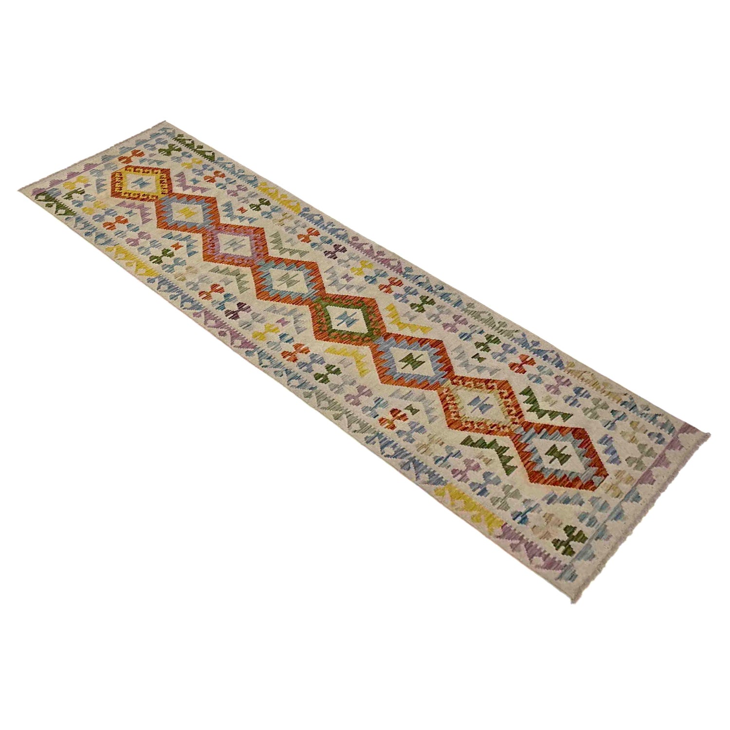 Handmade Multi Kilim Geometric 10' Runner
