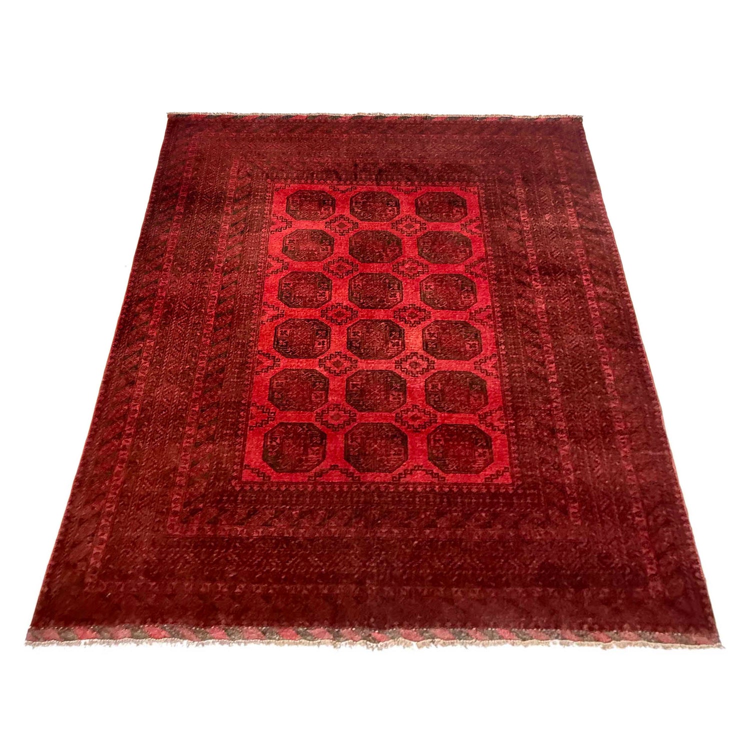 Filpa Area Rug Handmade Red Geometric 6x9 ft