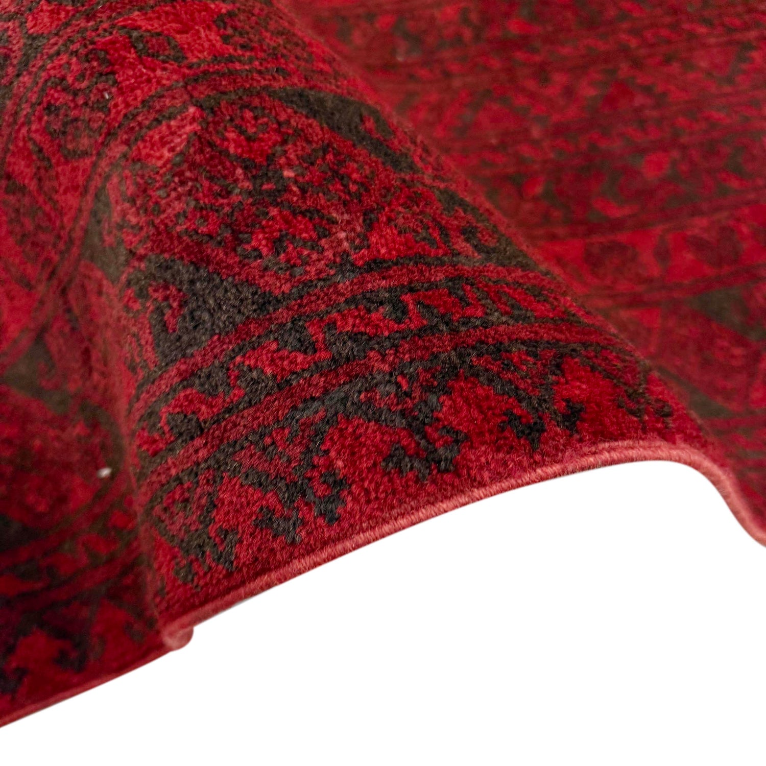Filpa Area Rug Handmade Red Geometric 6x9 ft