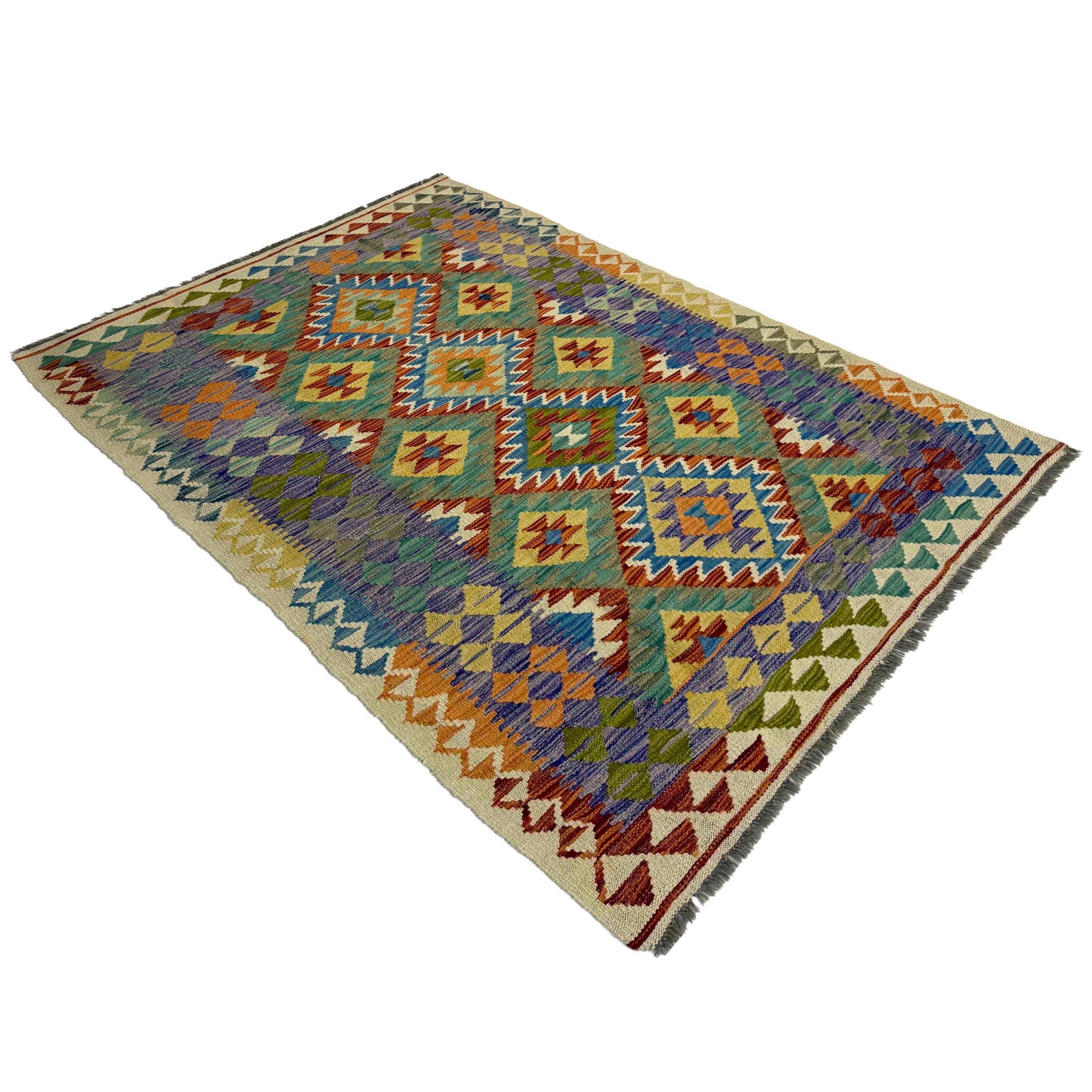 Handmade Multi Kilim Geometric 4x6 ft