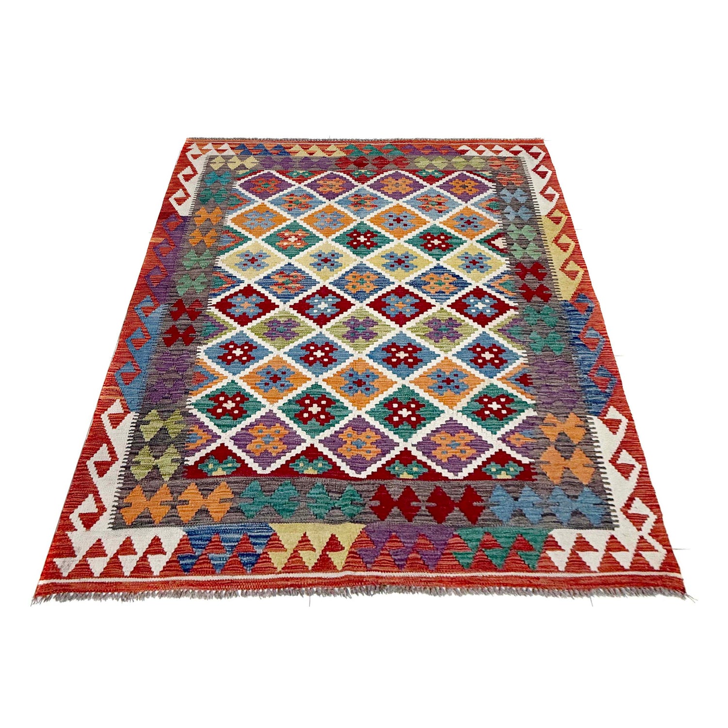 Handmade Multi Kilim Geometric 4x7 ft