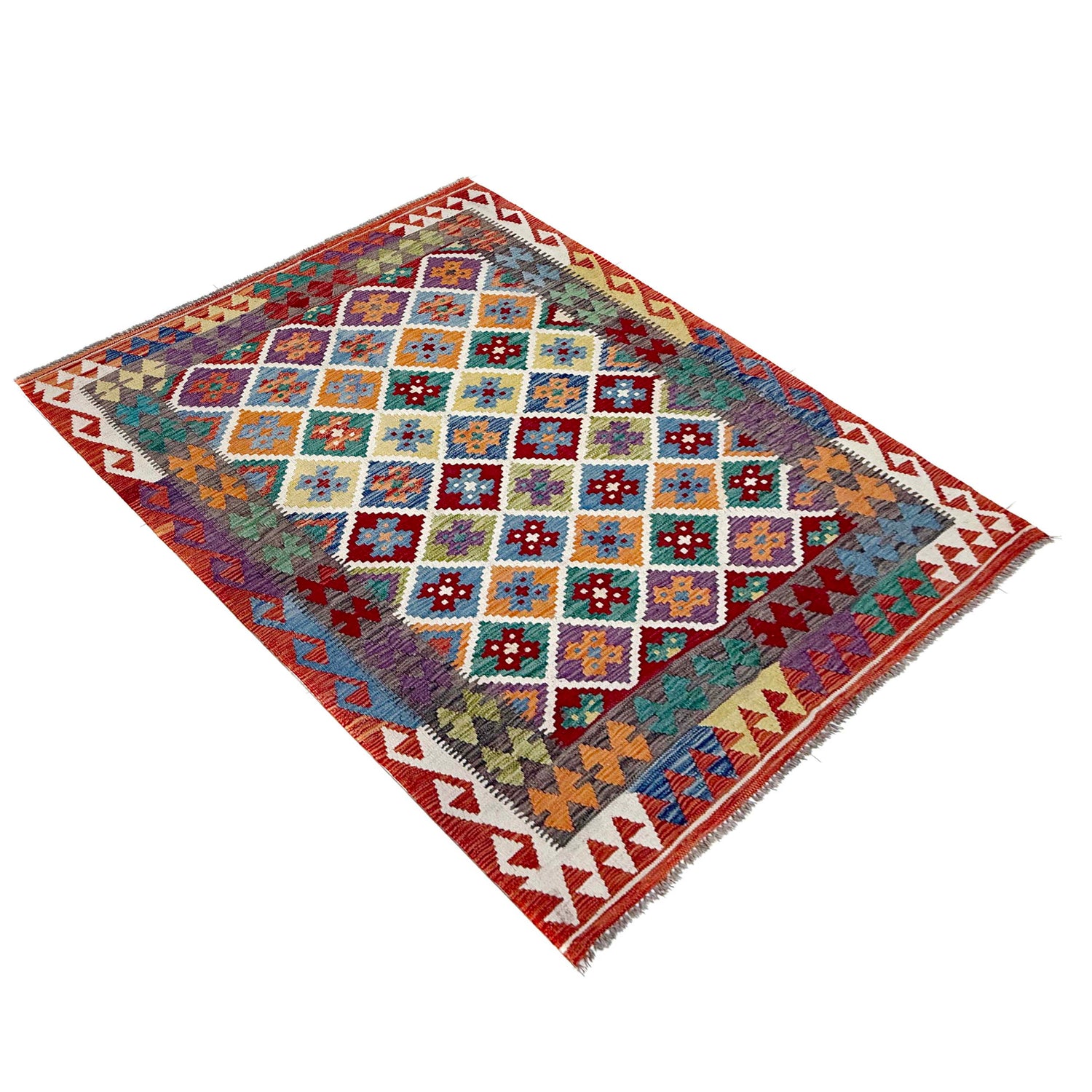 Handmade Multi Kilim Geometric 4x7 ft