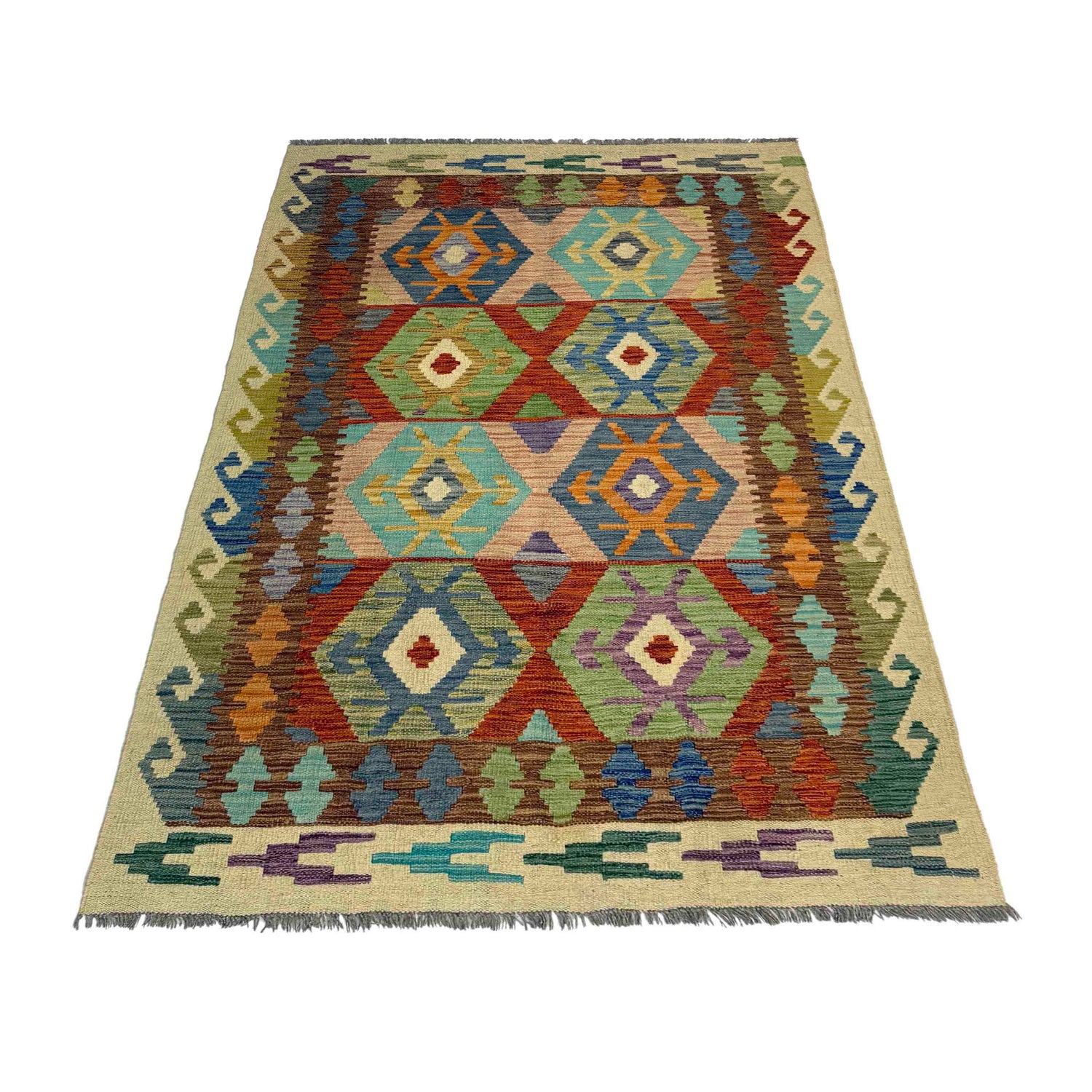 Handmade Multi Kilim Geometric 4x6 ft