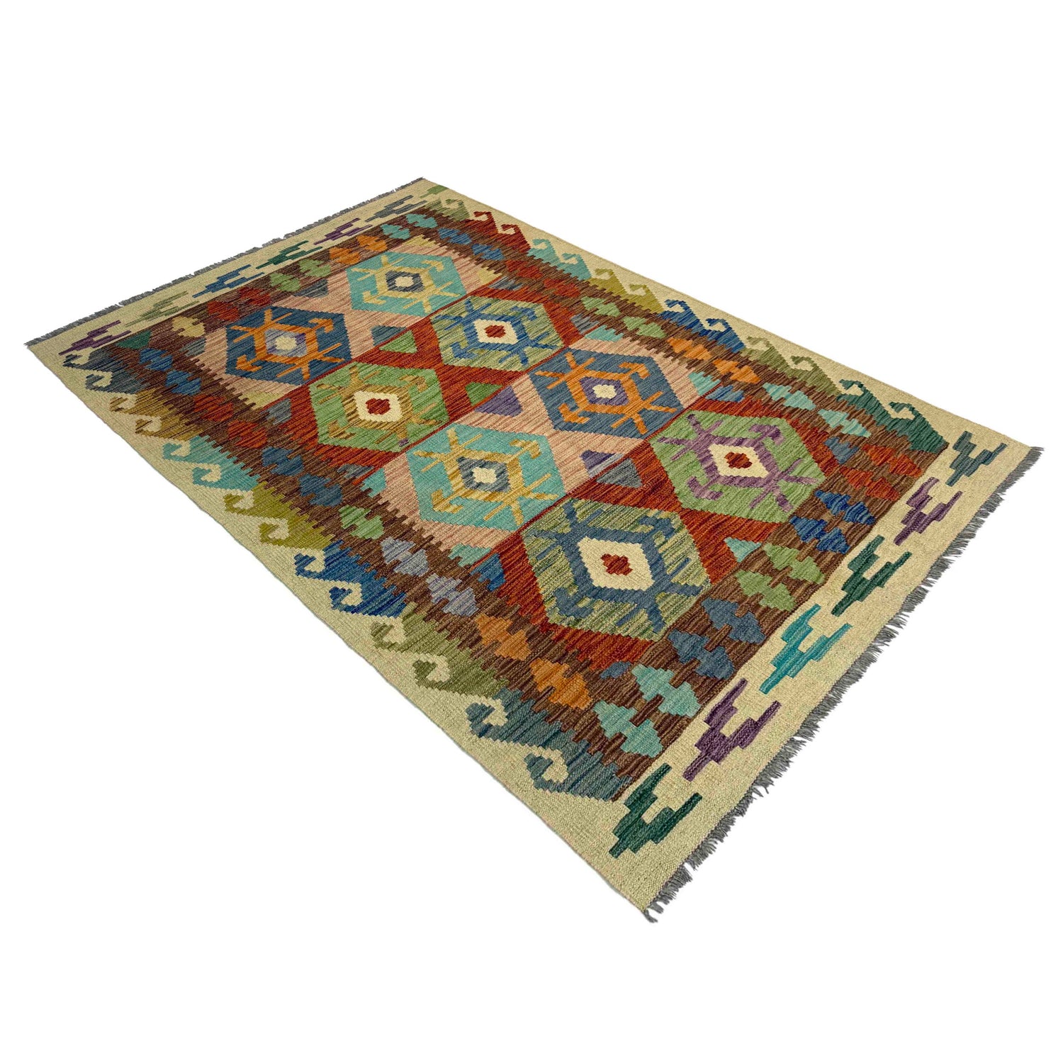 Handmade Multi Kilim Geometric 4x6 ft