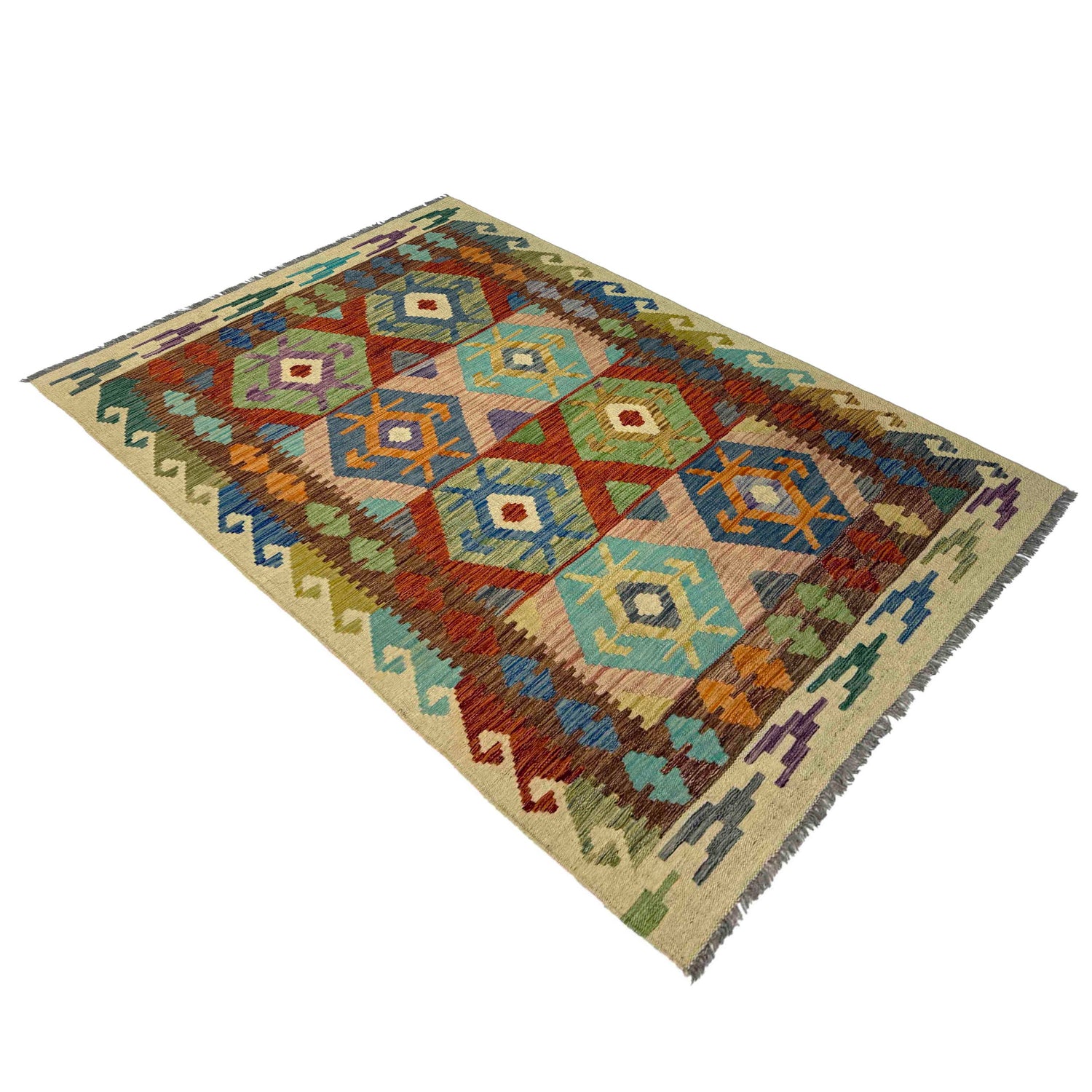 Handmade Multi Kilim Geometric 4x6 ft