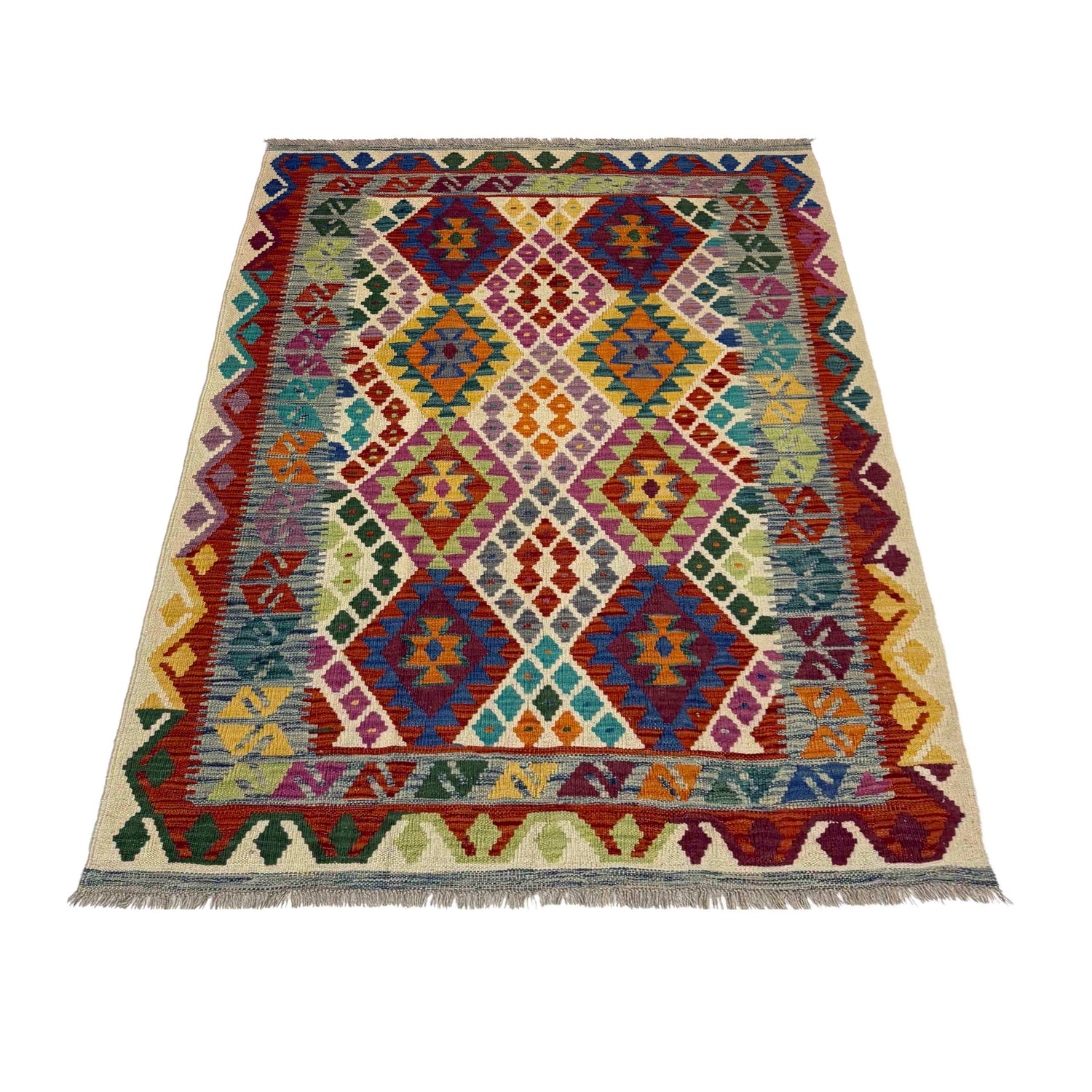 Handmade Multi Kilim Geometric 4x6 ft