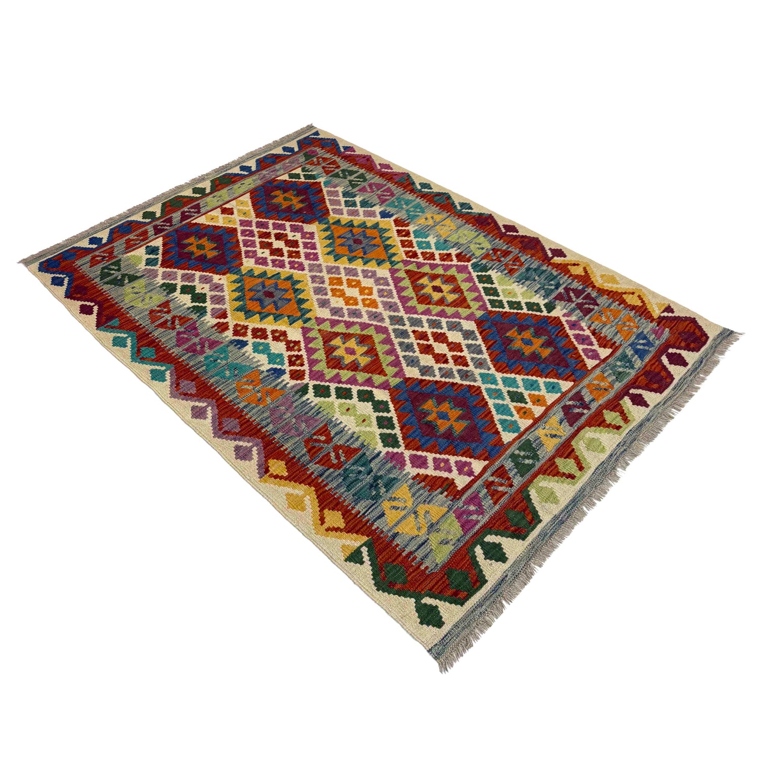 Handmade Multi Kilim Geometric 4x6 ft