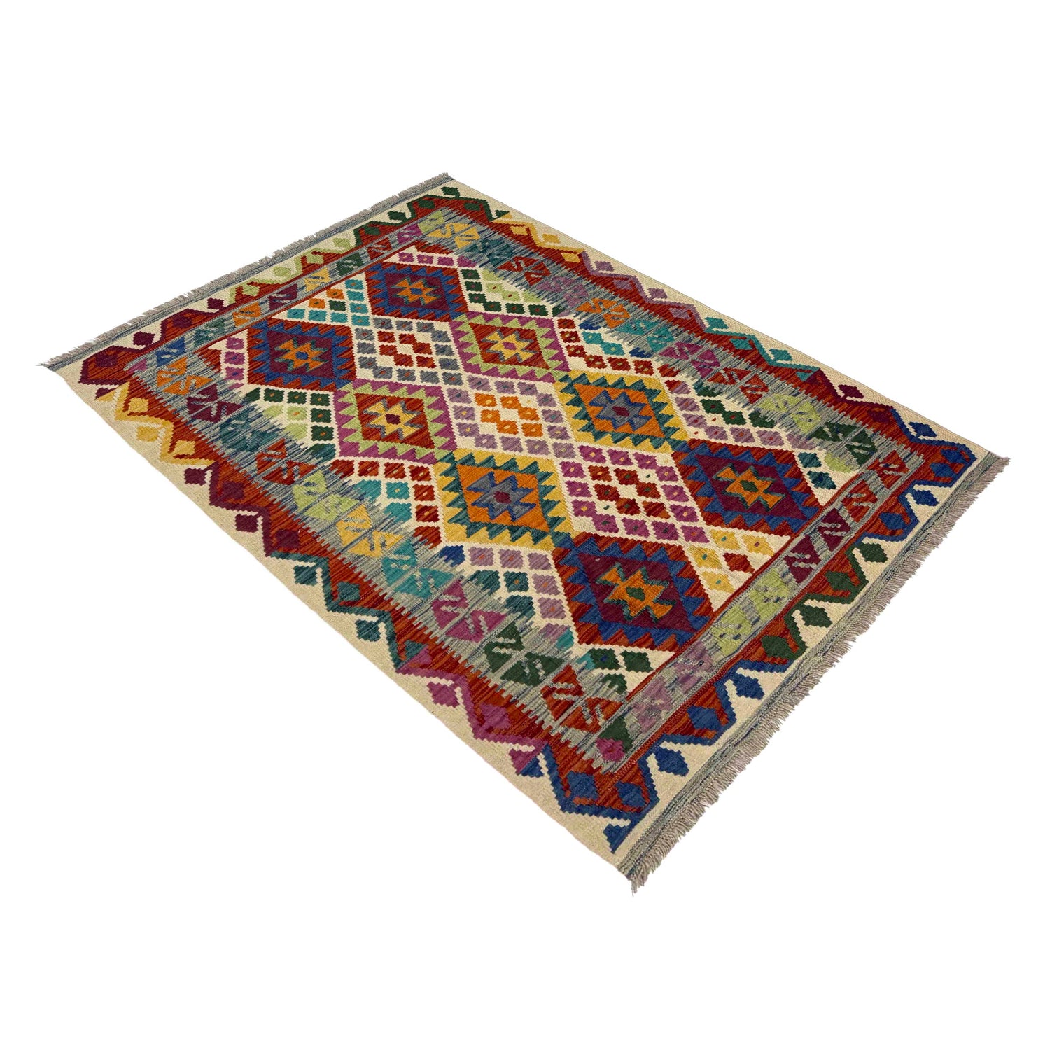 Handmade Multi Kilim Geometric 4x6 ft