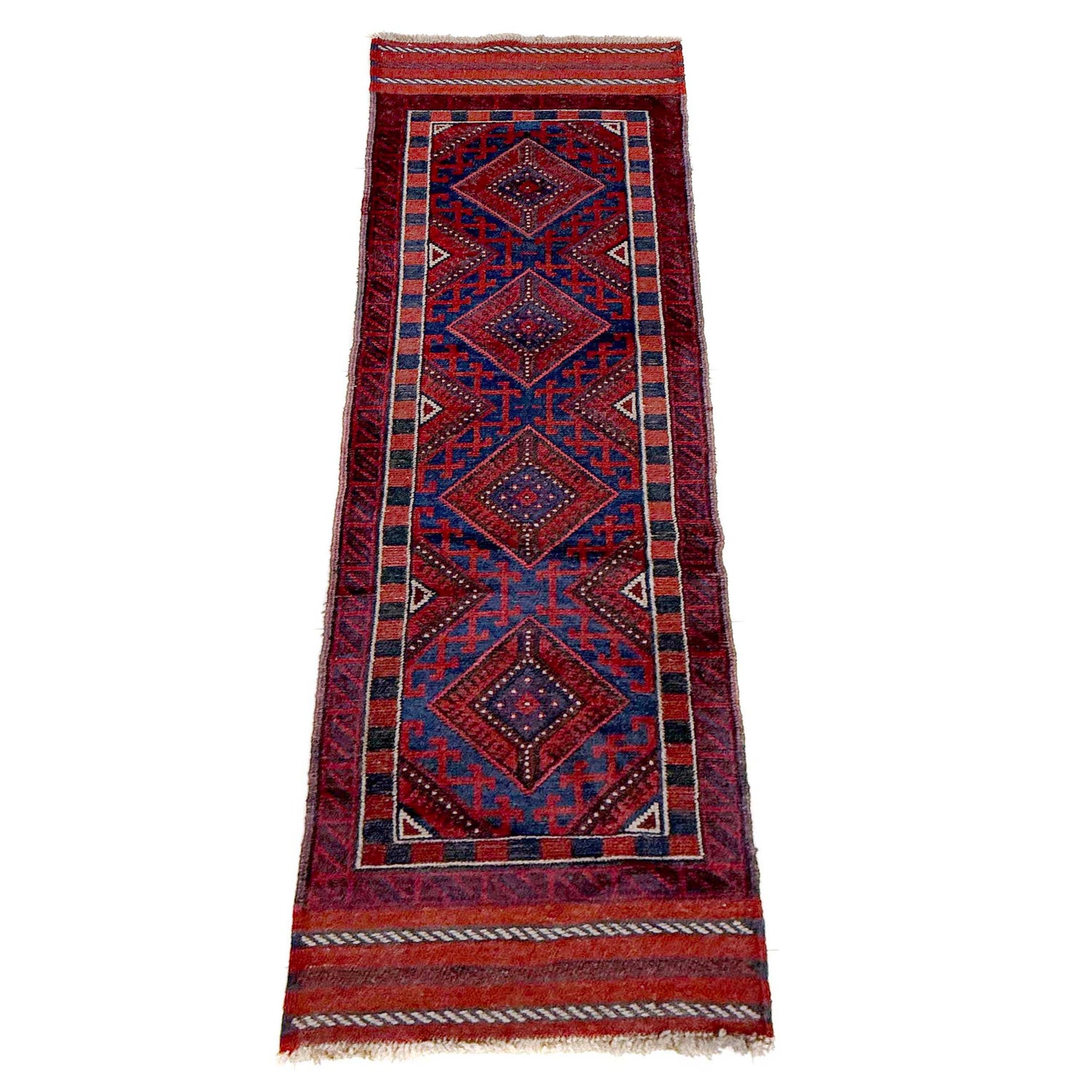Mashwani Runner Rug Handmade Deep Red Geometric 8' Runner