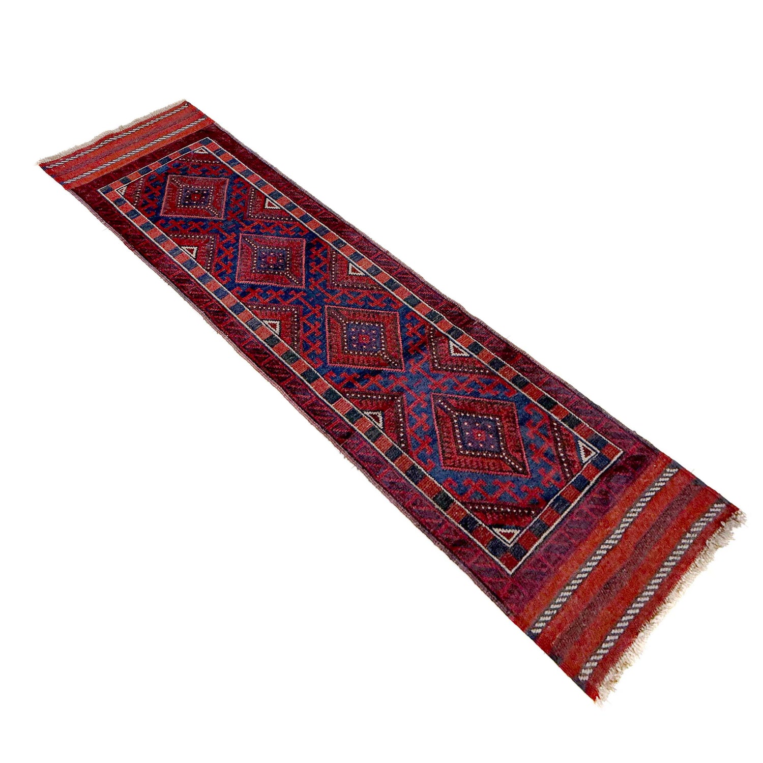 Mashwani Runner Rug Handmade Deep Red Geometric 8' Runner