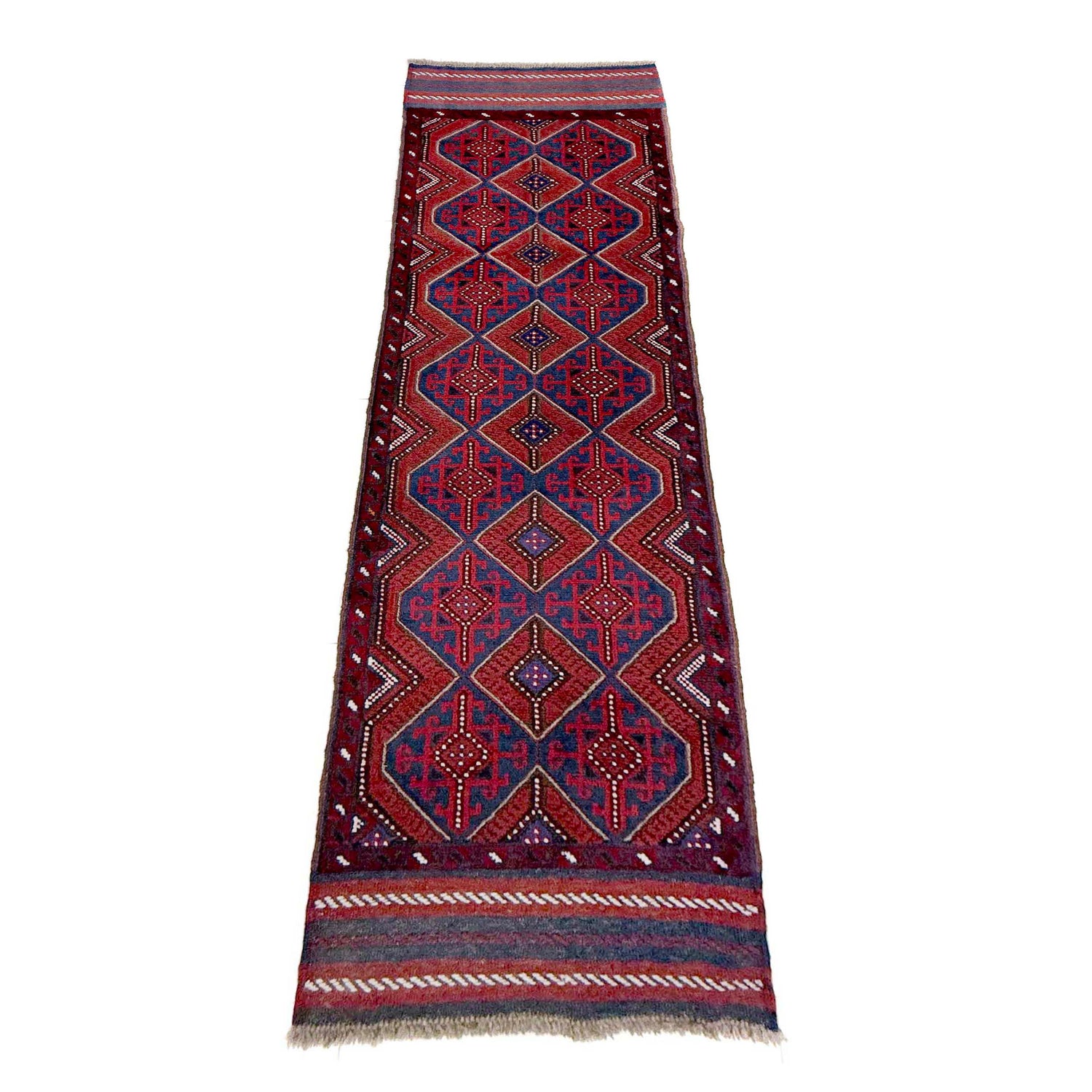 Mashwani Runner Handmade Deep Red Geometric 8' Runner