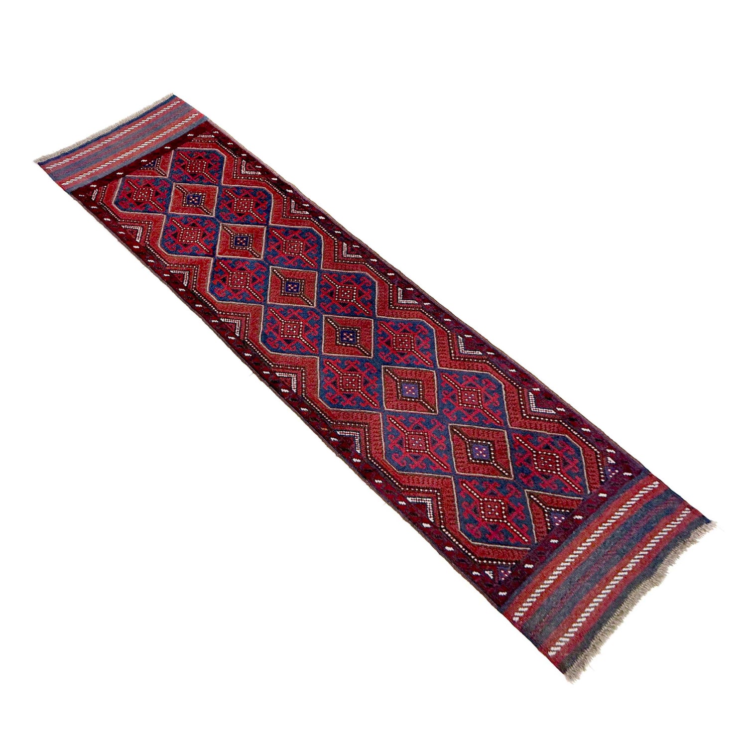 Mashwani Runner Handmade Deep Red Geometric 8' Runner
