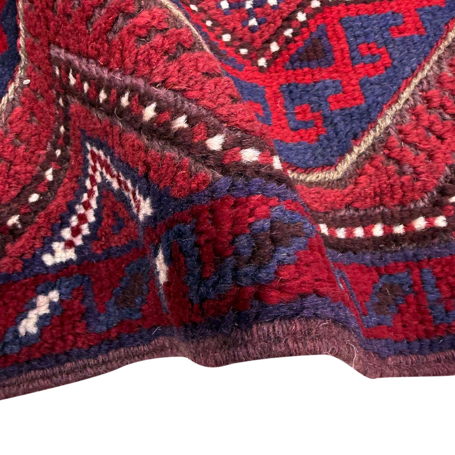 Mashwani Runner Handmade Deep Red Geometric 8' Runner