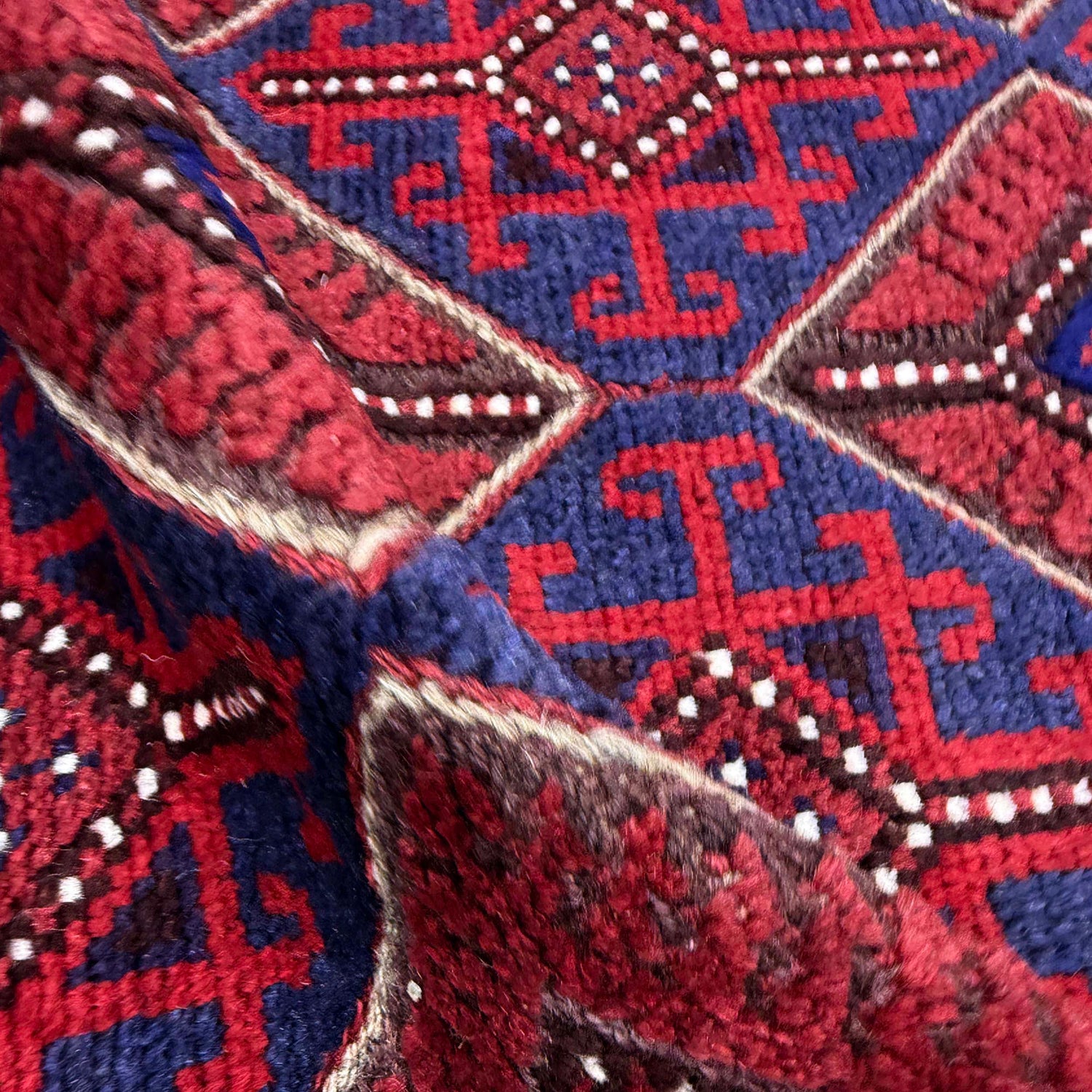 Mashwani Runner Handmade Deep Red Geometric 8' Runner