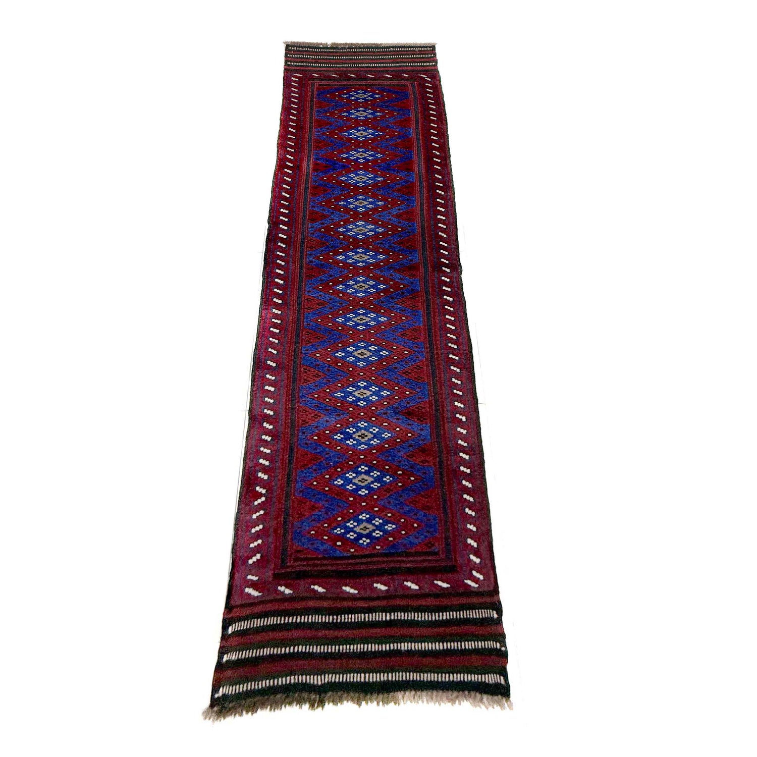 Mashwani Runner Rug Handmade Deep Red Geometric 8' Runner