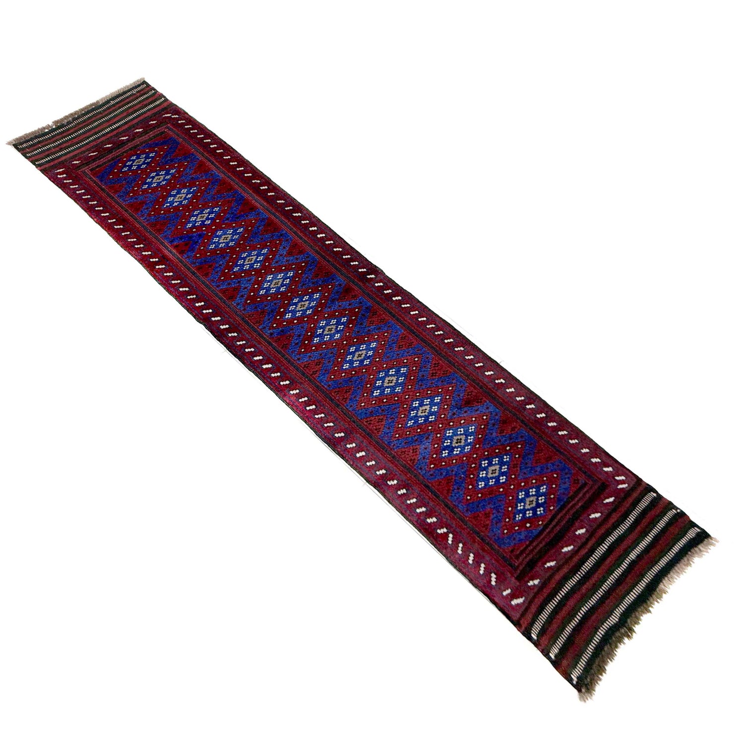 Mashwani Runner Rug Handmade Deep Red Geometric 8' Runner