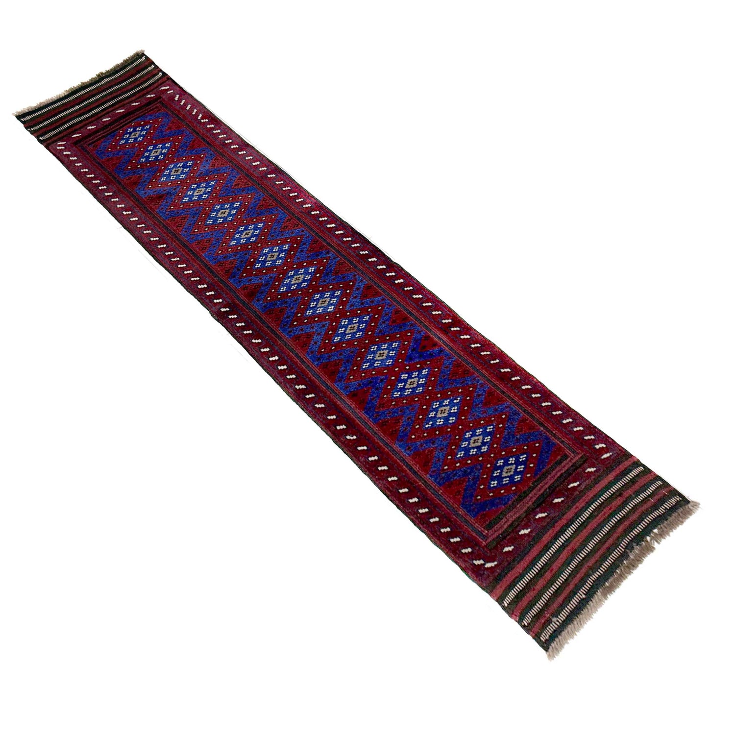 Mashwani Runner Rug Handmade Deep Red Geometric 8' Runner