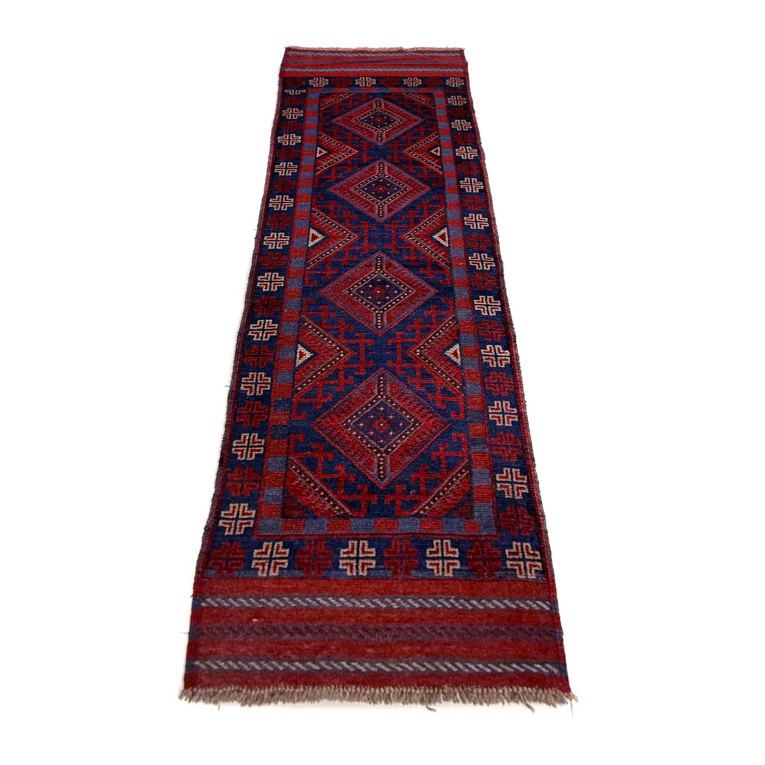 Mashwani Runner Handmade Deep Red Geometric 8' Runner