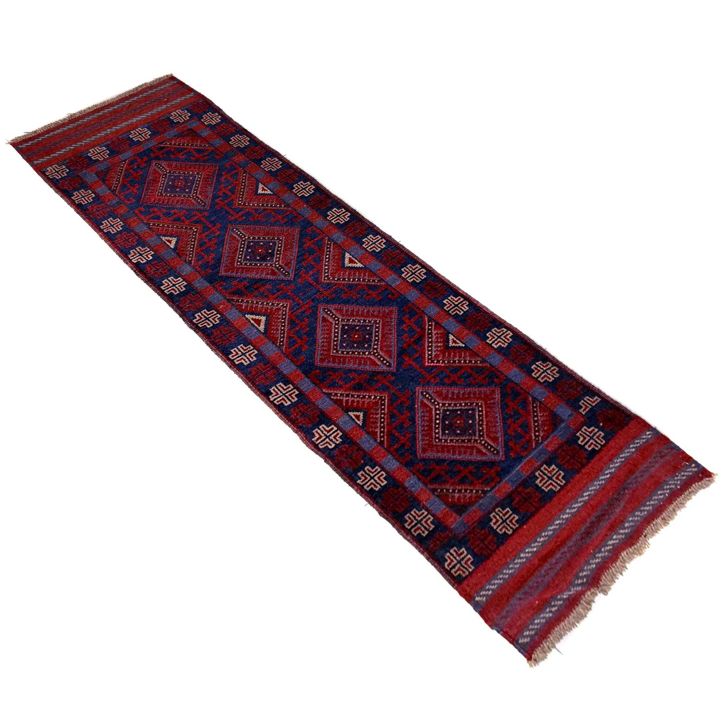Mashwani Runner Handmade Deep Red Geometric 8' Runner