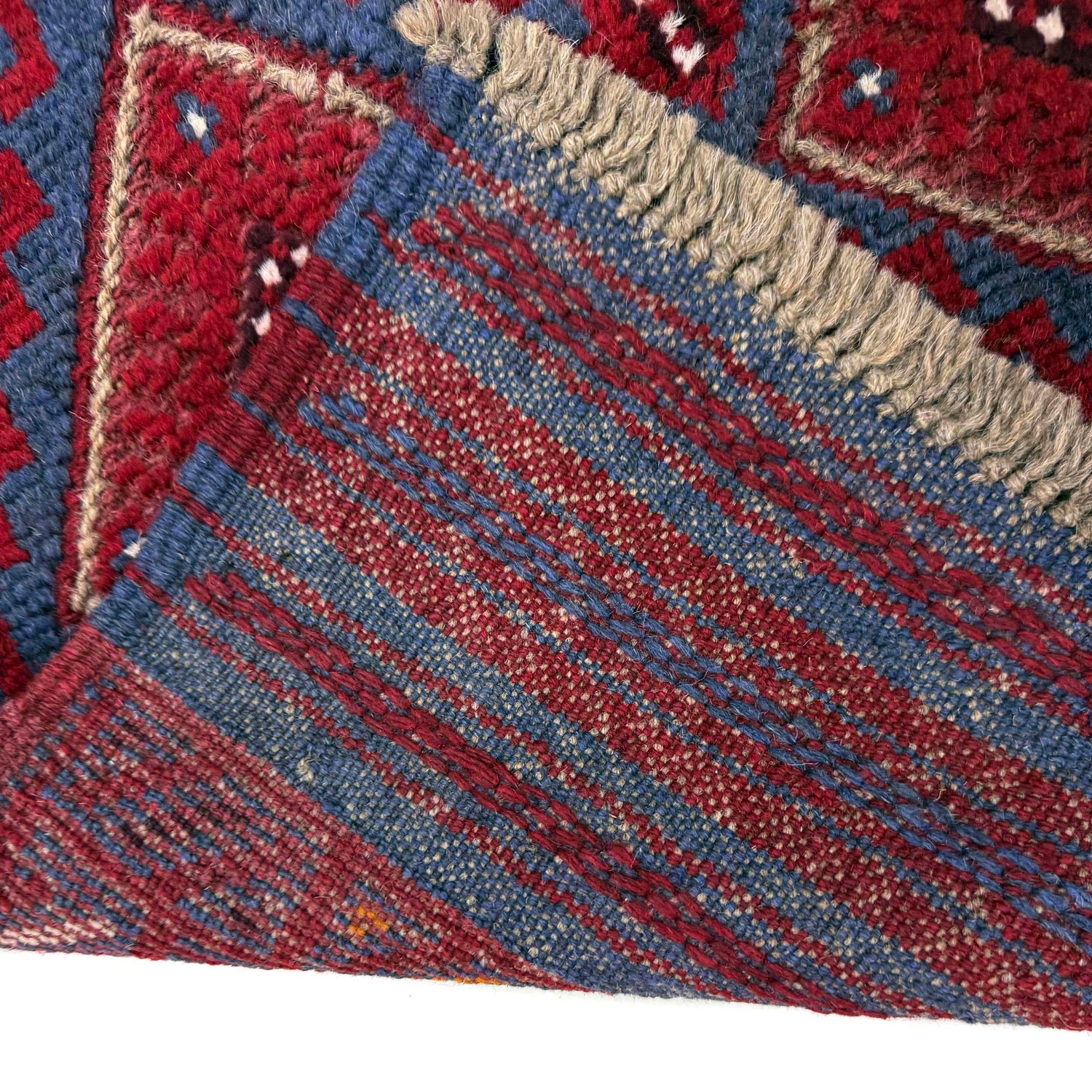 Mashwani Area Rug Runner Handmade Deep Red Geometric 8'
