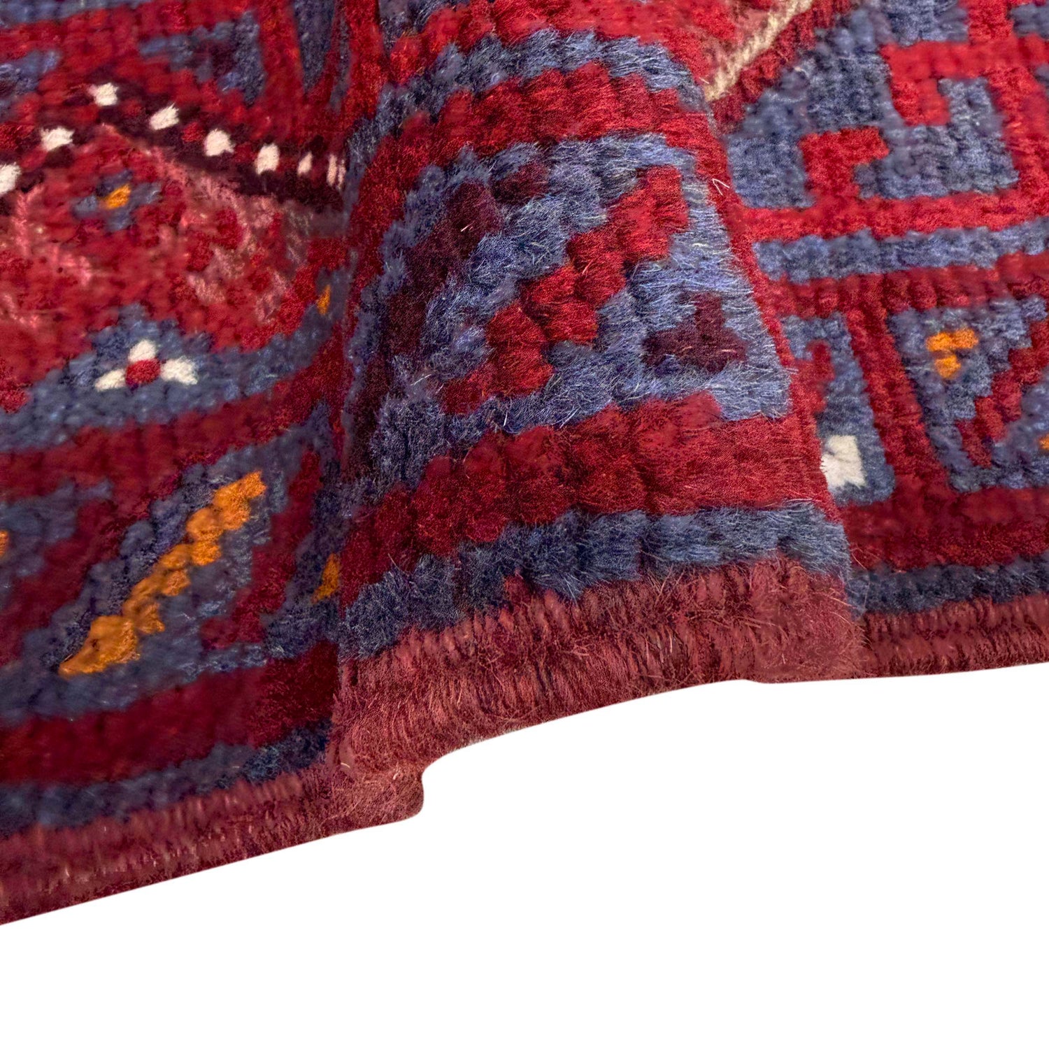 Mashwani Area Rug Runner Handmade Deep Red Geometric 8'