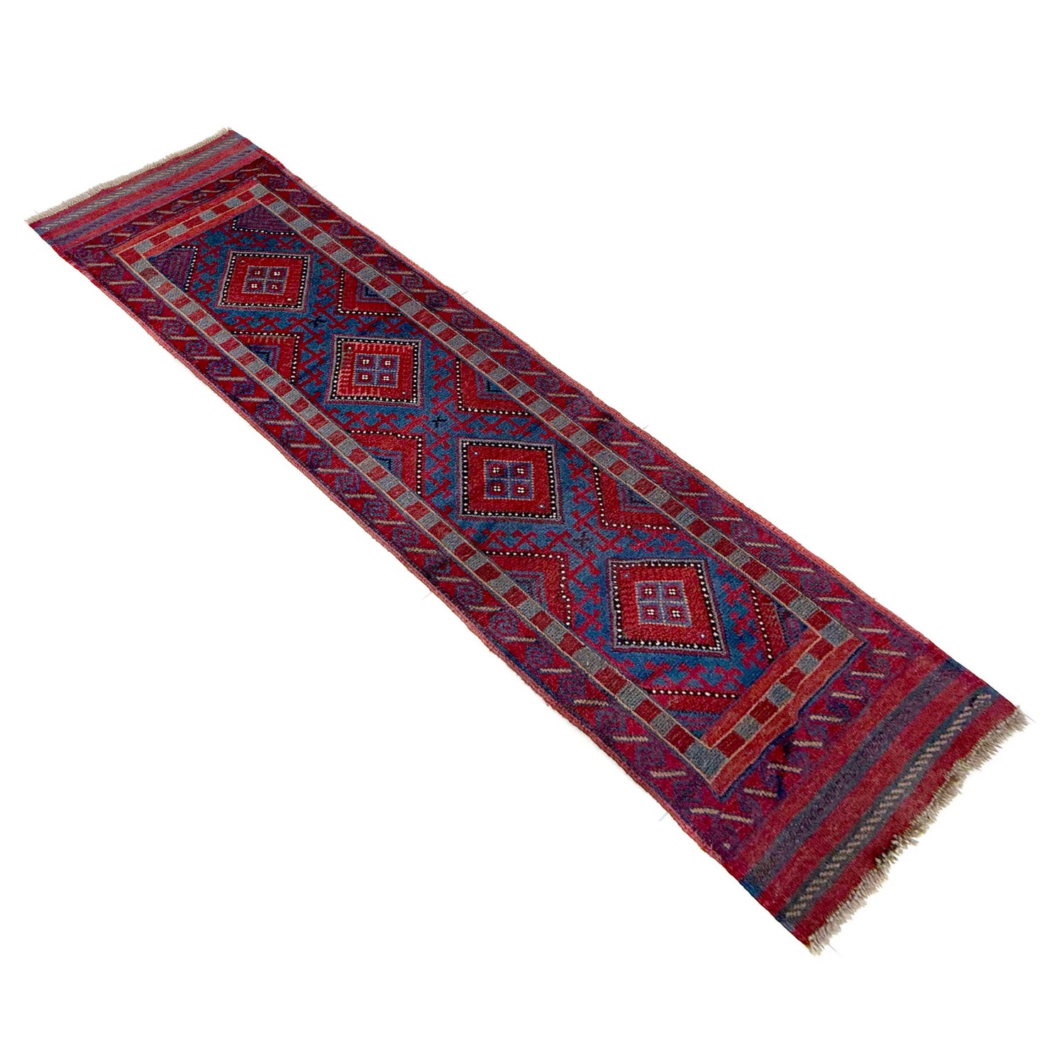 Mashwani Runner Rug Handmade Deep Red Geometric 8' Runner
