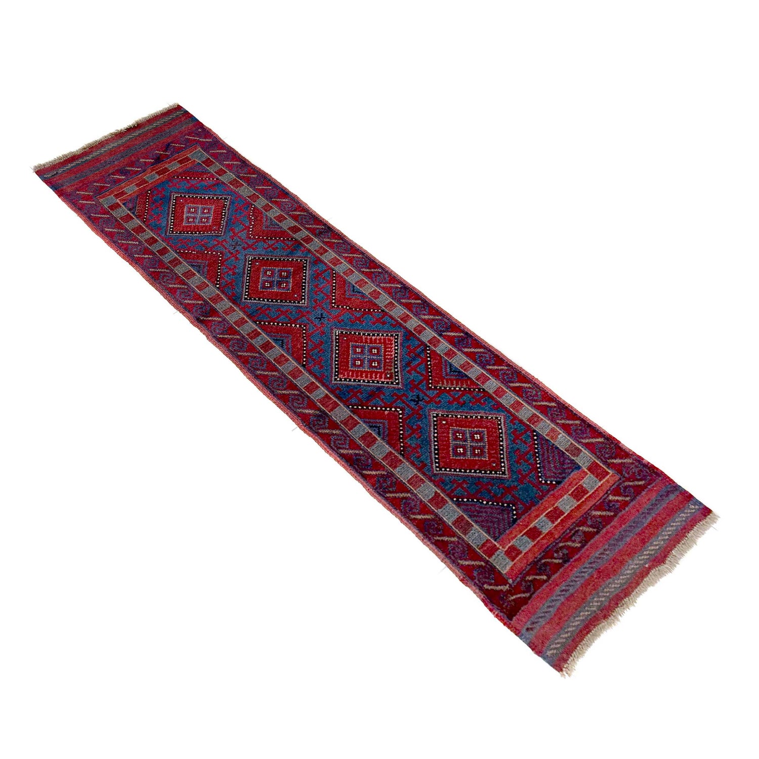 Mashwani Runner Rug Handmade Deep Red Geometric 8' Runner