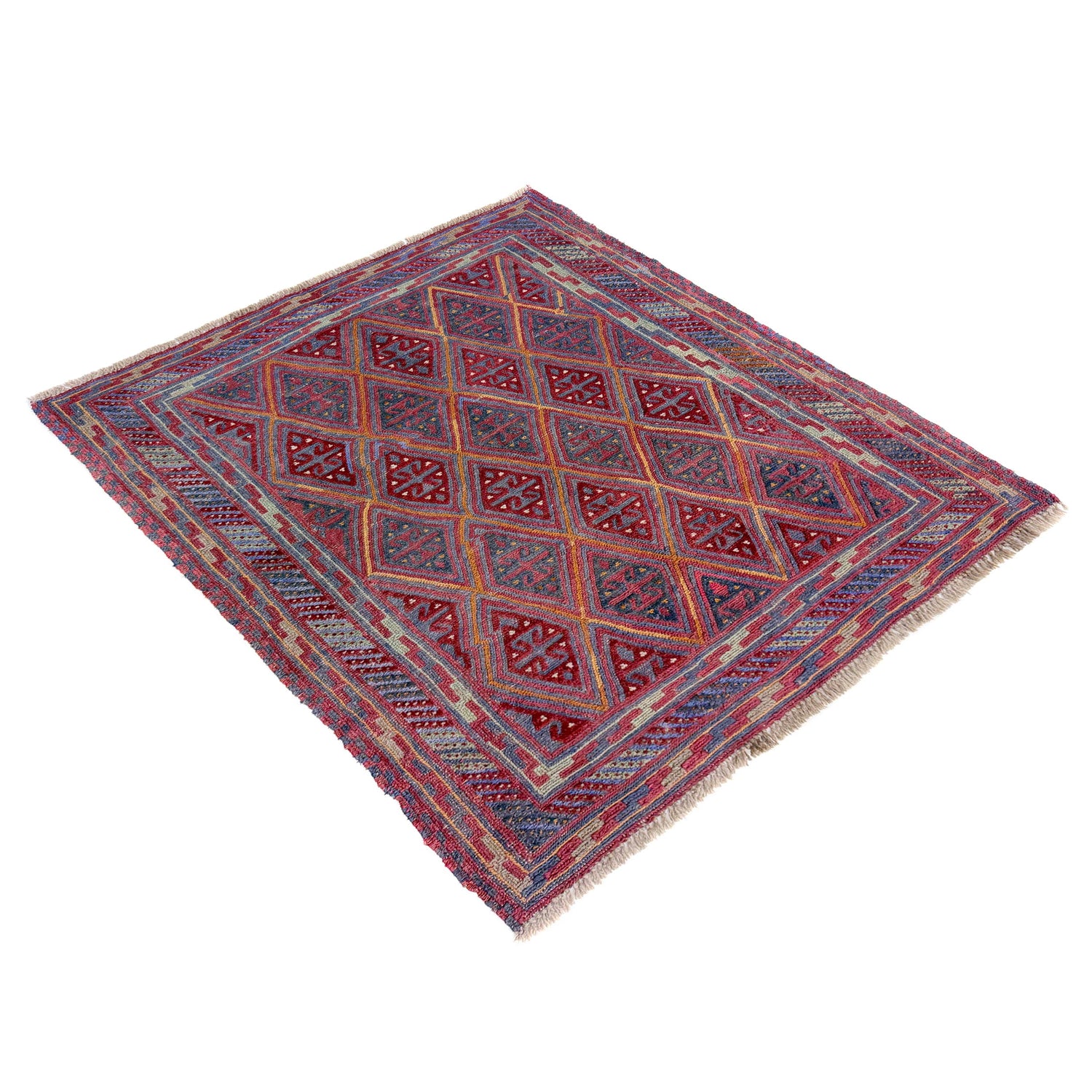 Mashwani Runner Rug Handmade Multi Geometric 4x4 ft