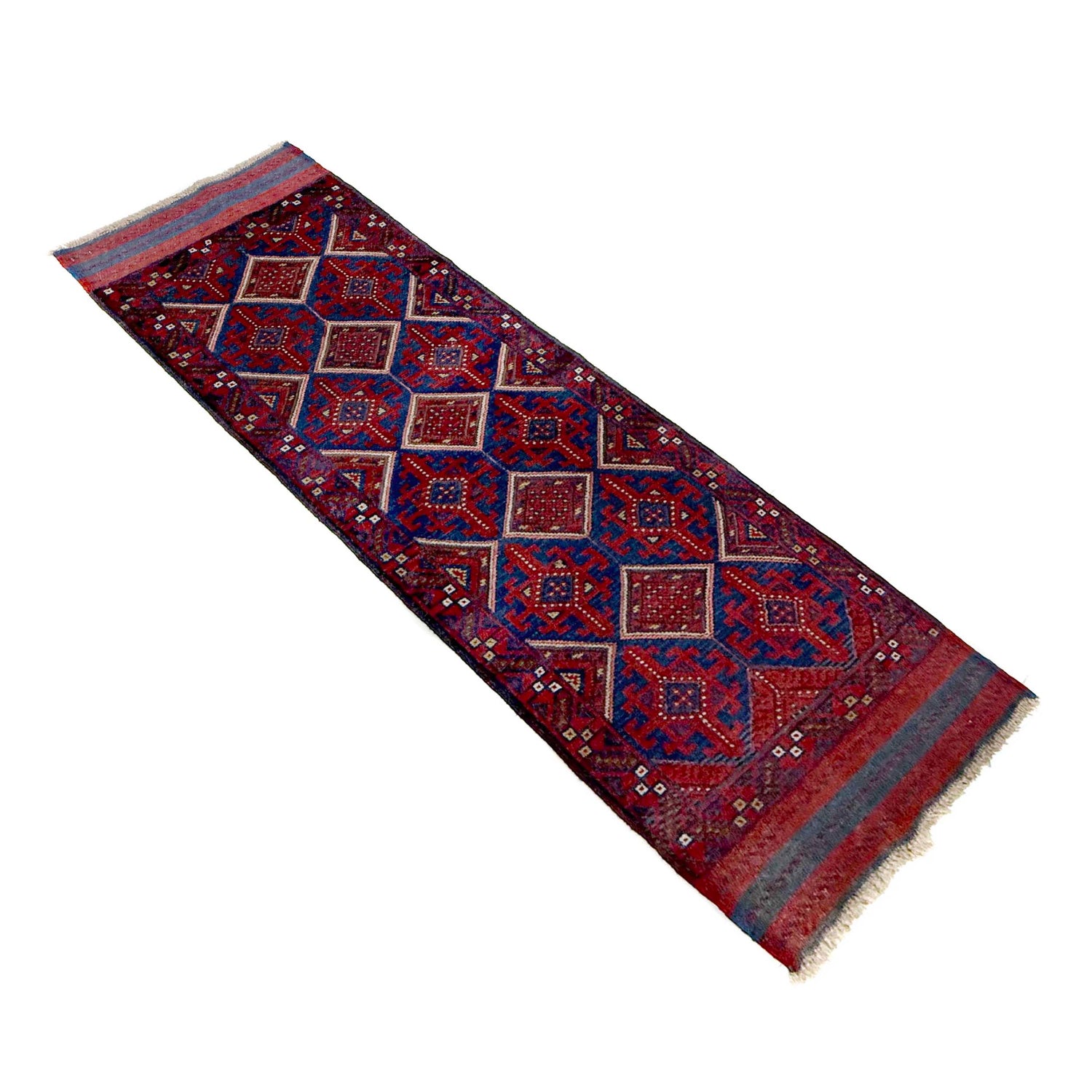 Mashwani Runner Handmade Deep Red Geometric 8' Runner