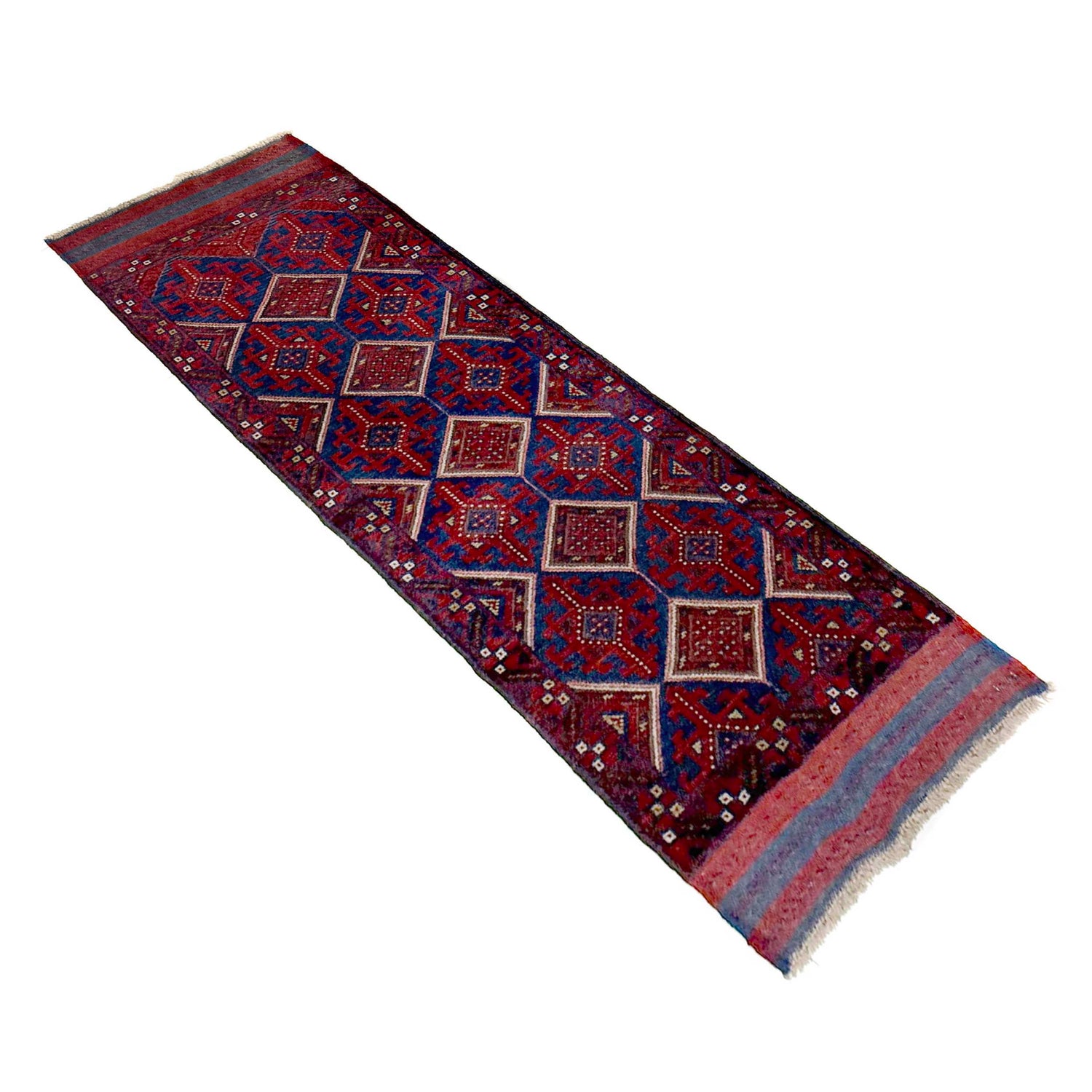 Mashwani Runner Handmade Deep Red Geometric 8' Runner
