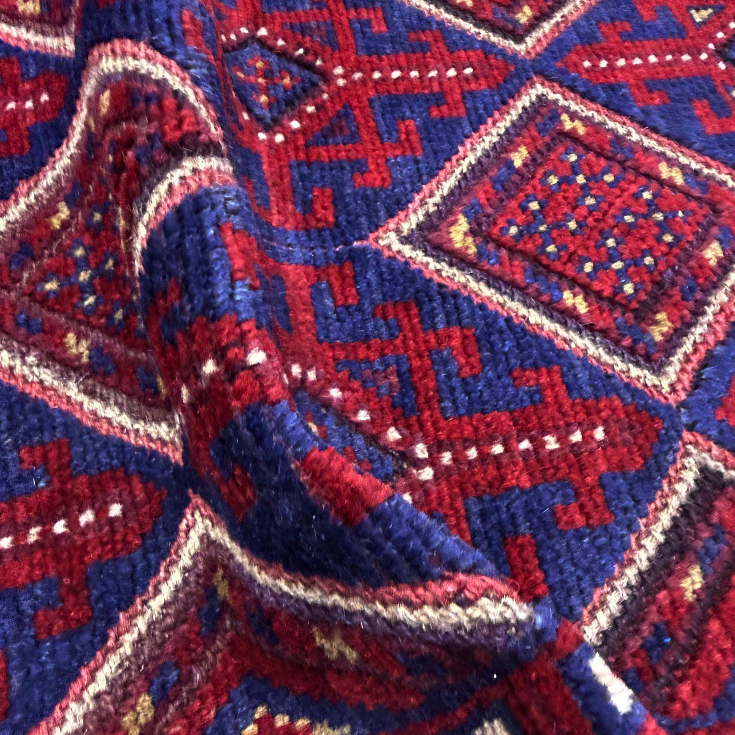 Mashwani Runner Handmade Deep Red Geometric 8' Runner