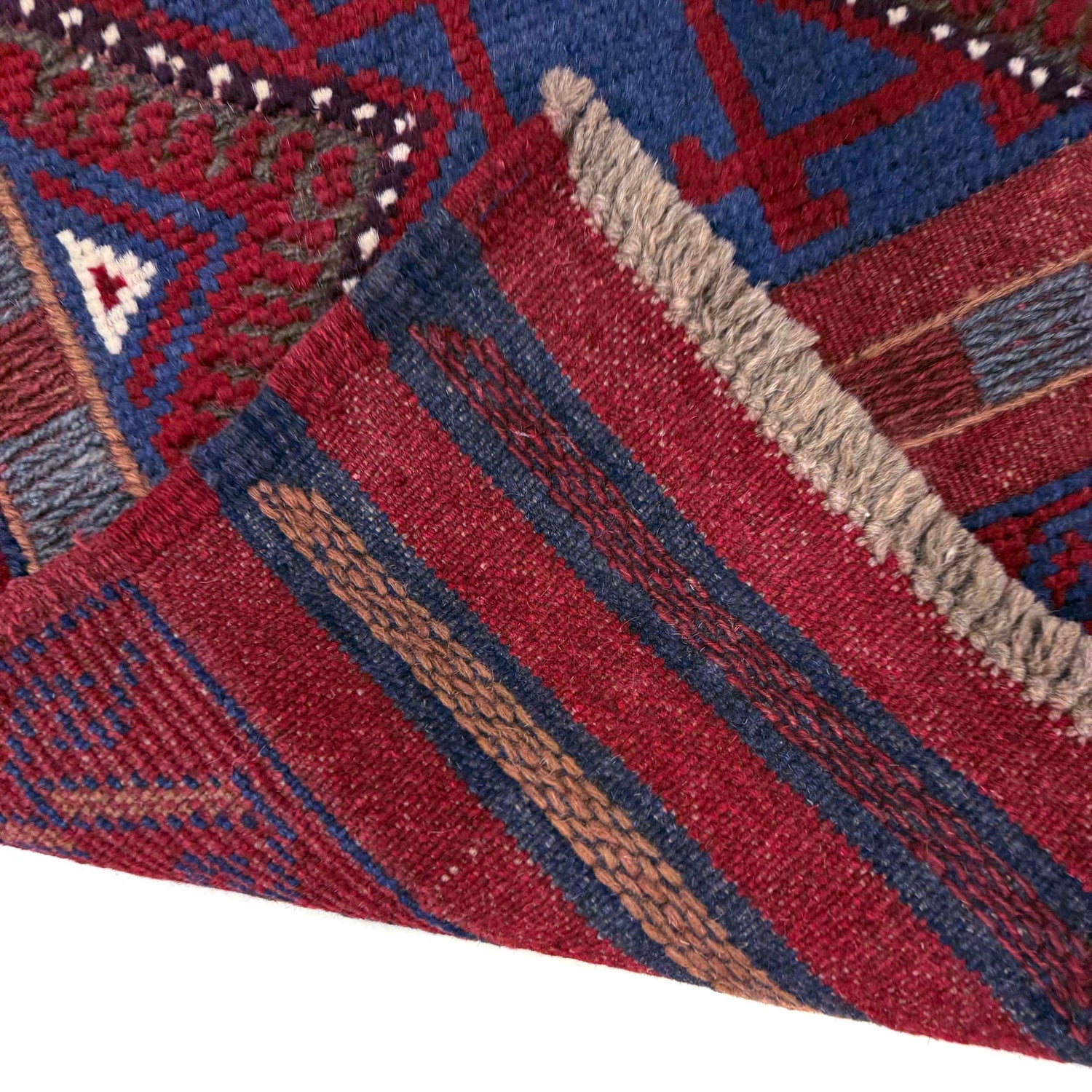 Mashwani Area Rug Runner Handmade Deep Red Geometric 8'