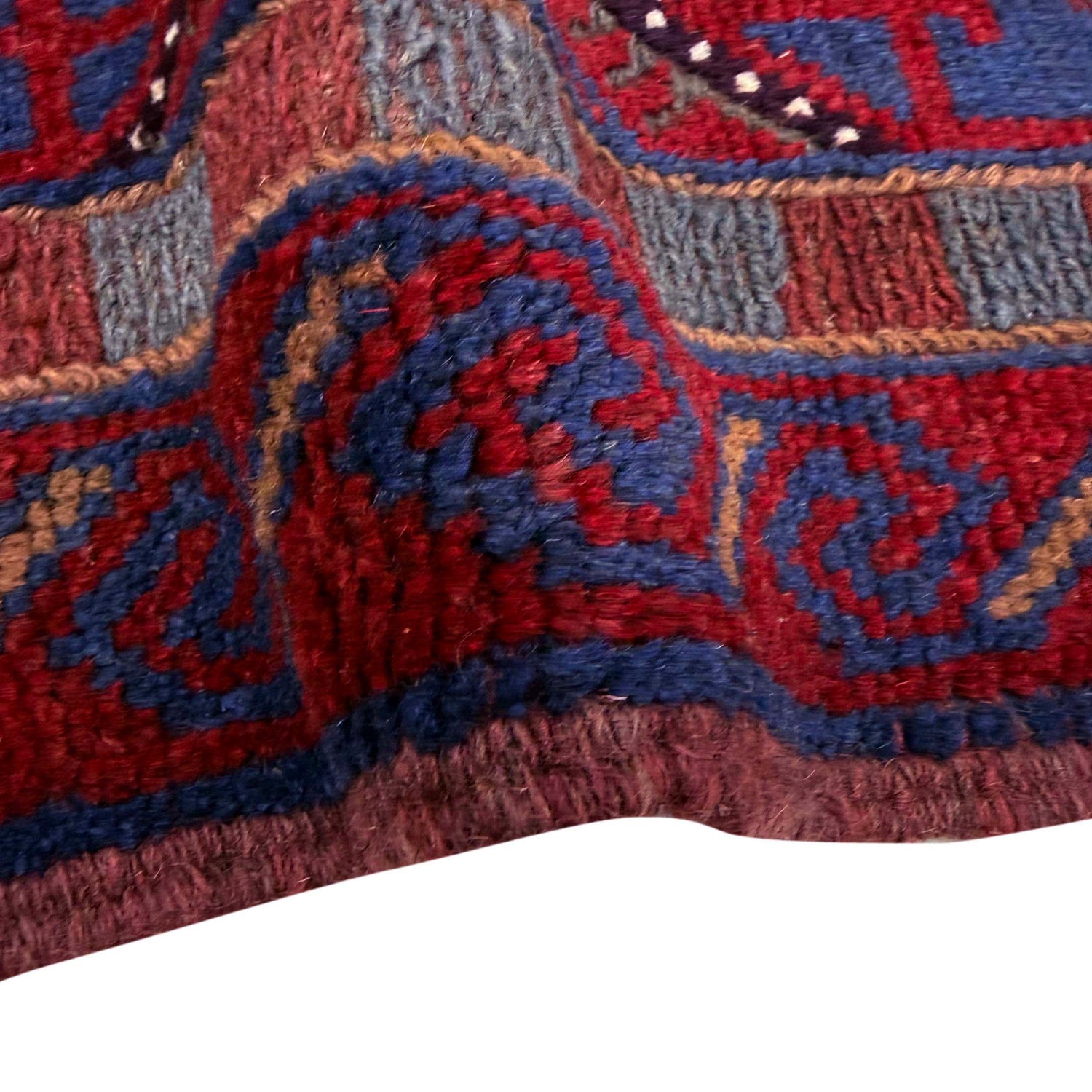 Mashwani Area Rug Runner Handmade Deep Red Geometric 8'