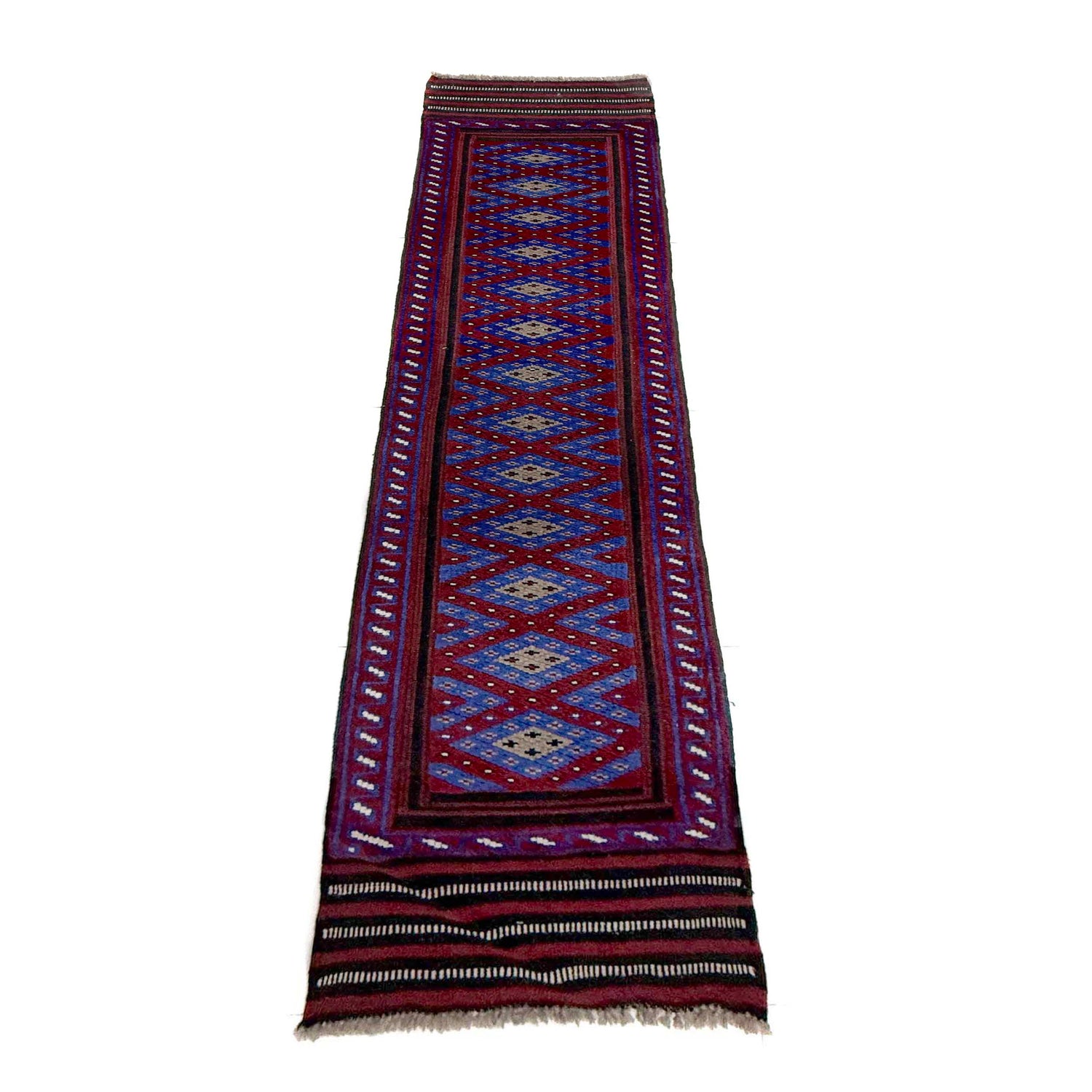 Mashwani Runner Rug Handmade Blue Geometric 8' Runner