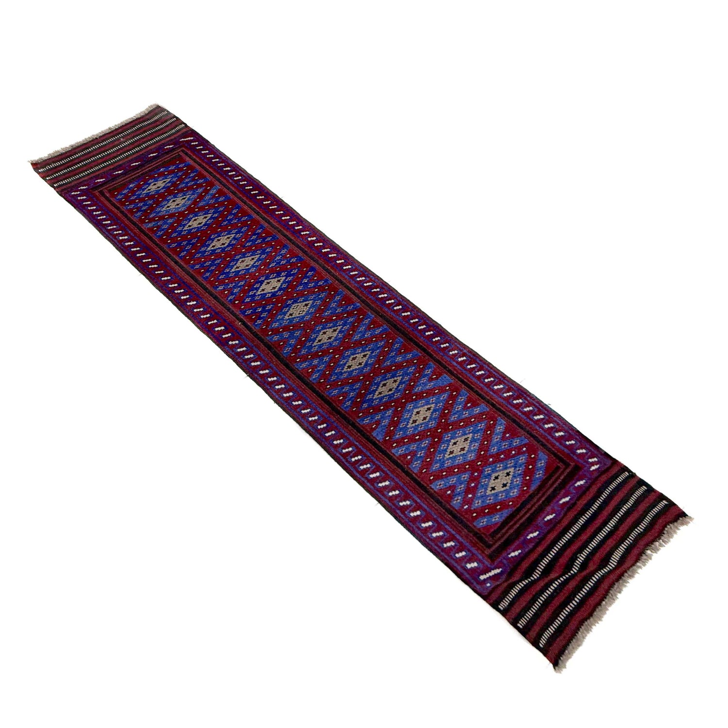 Mashwani Runner Rug Handmade Blue Geometric 8' Runner
