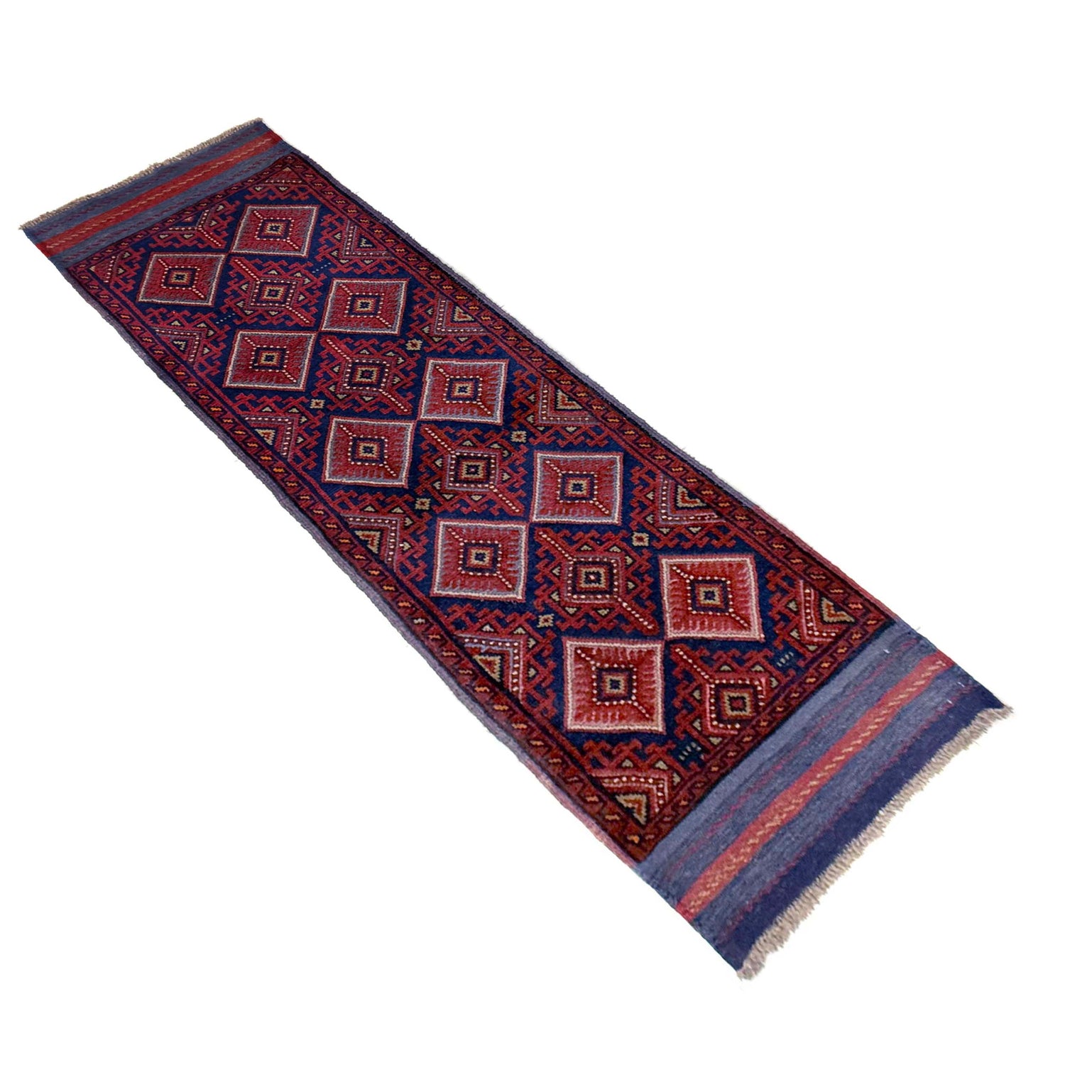 Mashwani Runner Handmade Red Geometric 8' Runner