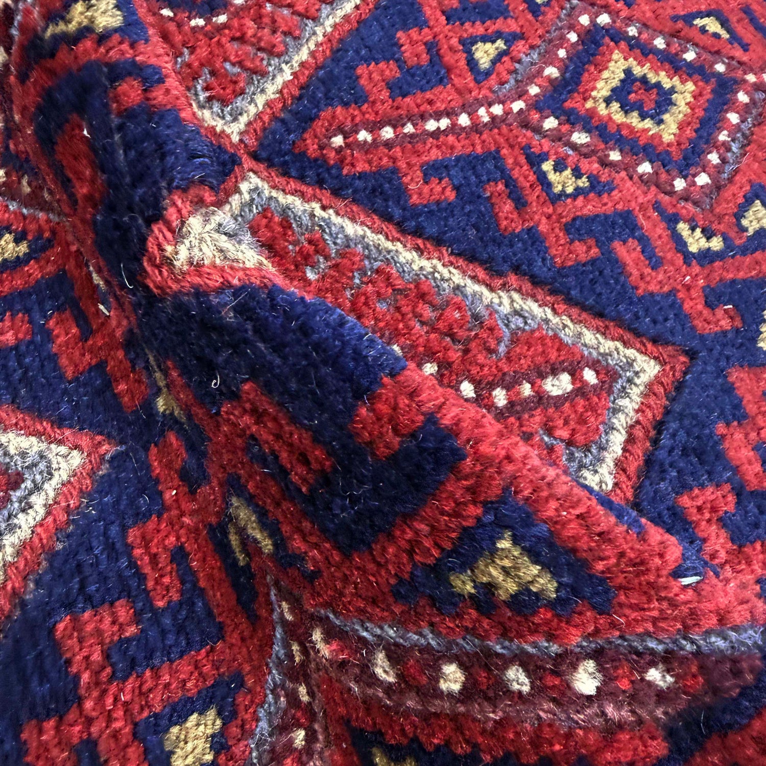 Mashwani Runner Handmade Red Geometric 8' Runner