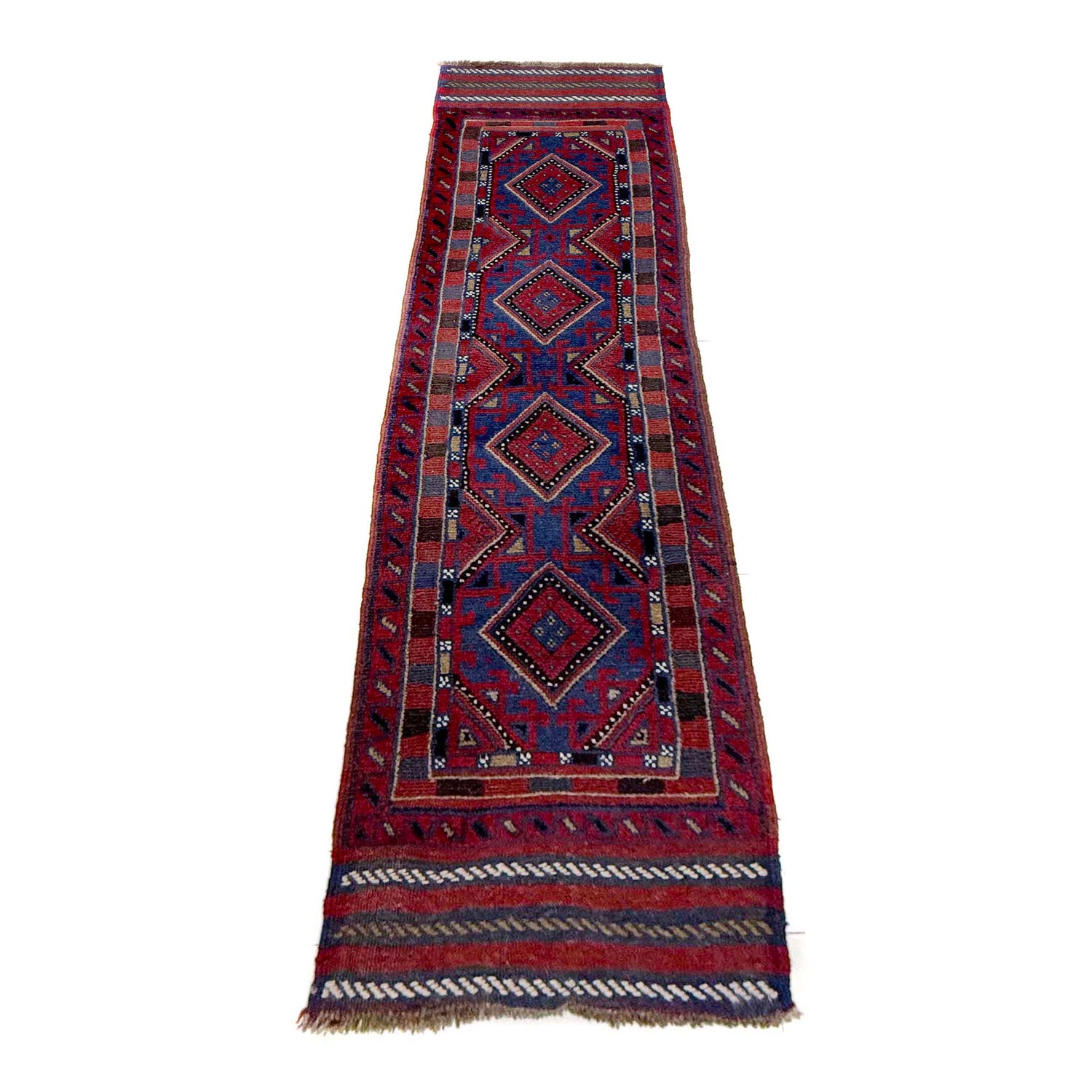Mashwani Area Rug Runner Handmade Red Geometric 8' Runner