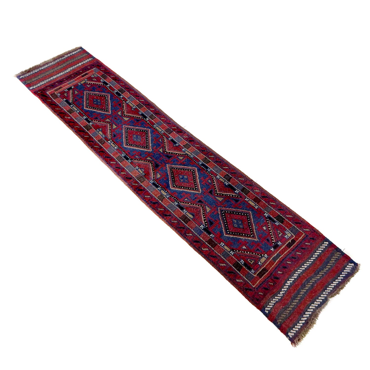 Mashwani Area Rug Runner Handmade Red Geometric 8' Runner