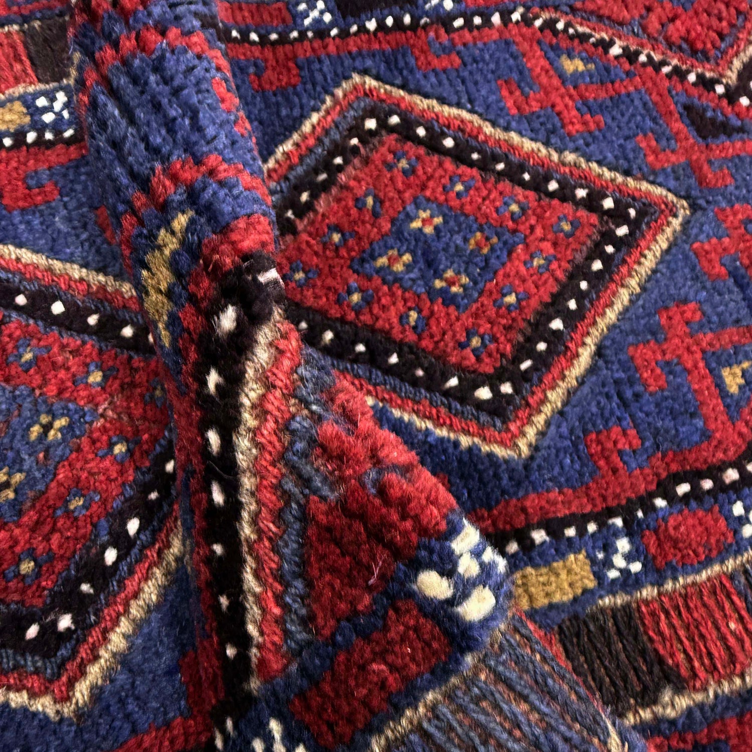Mashwani Area Rug Runner Handmade Red Geometric 8' Runner